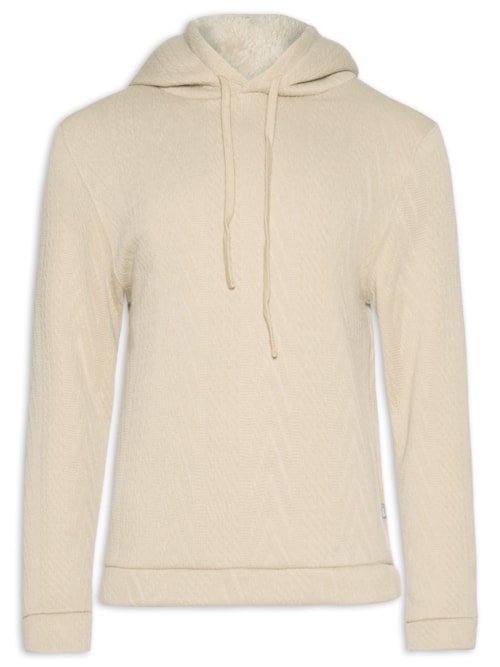 Casaco Masculino de Moletom Com Capuz Em Tricot Felpa – Bege