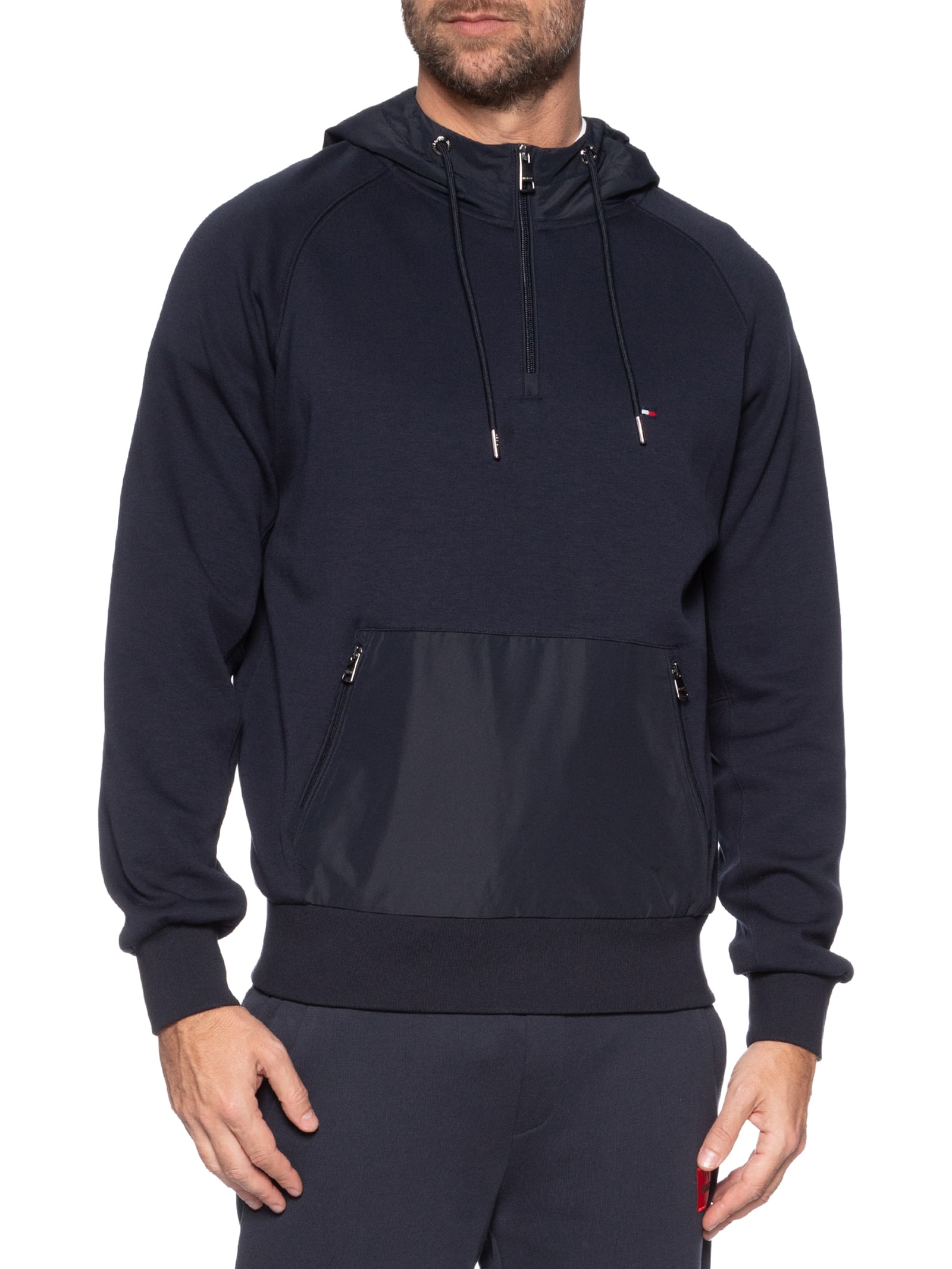 Casaco Masculino De Moletom Com Capuz Mix Média Azul Tommy Hilfiger