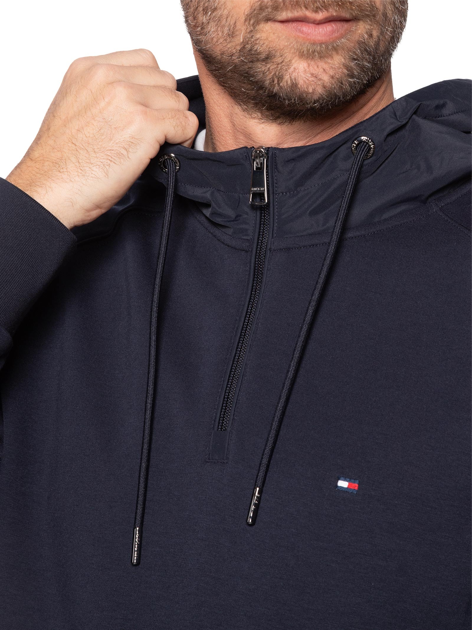 Casaco Masculino De Moletom Com Capuz Mix Média Azul Tommy Hilfiger