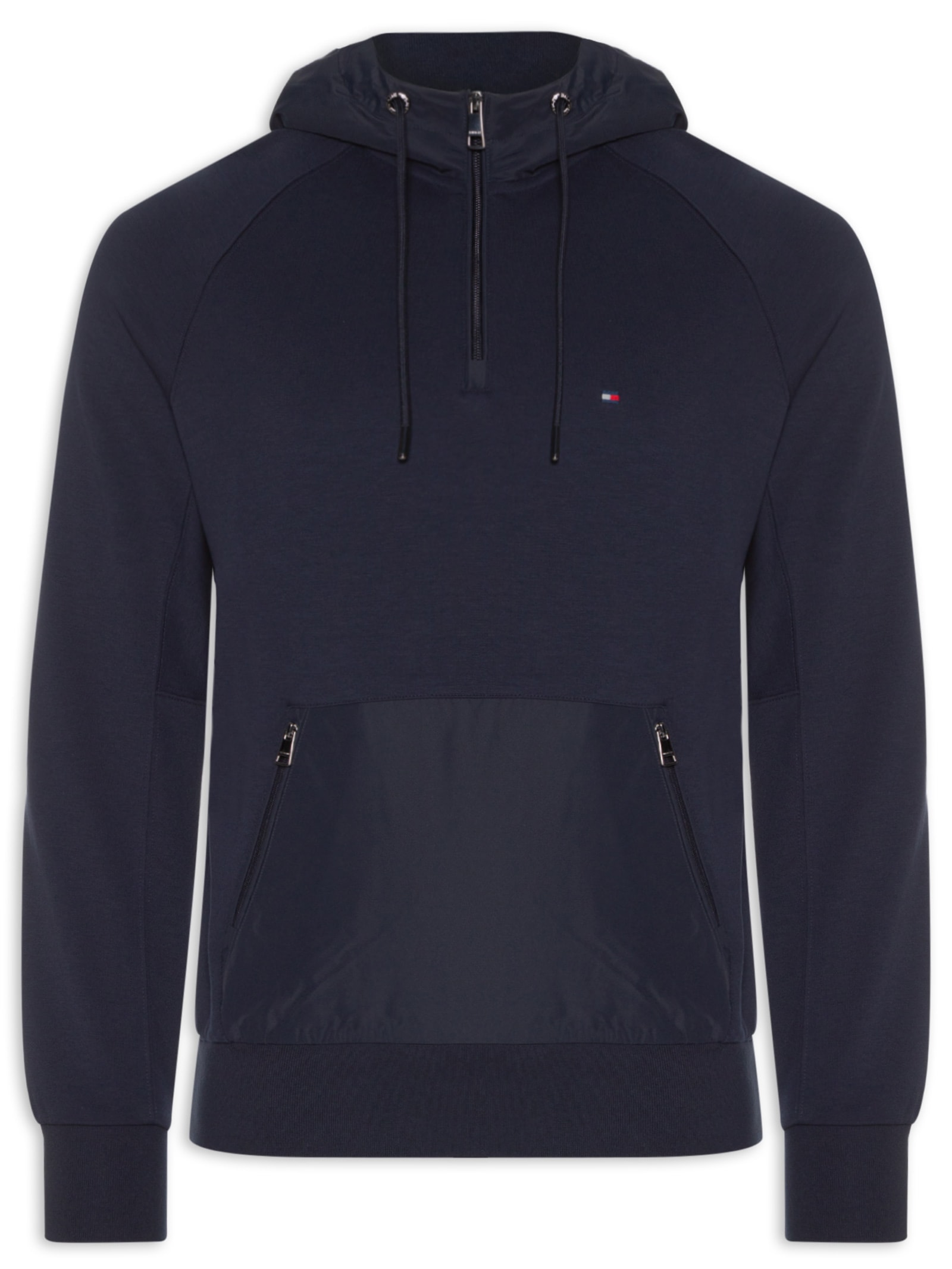 Casaco Masculino De Moletom Com Capuz Mix Média Azul Tommy Hilfiger