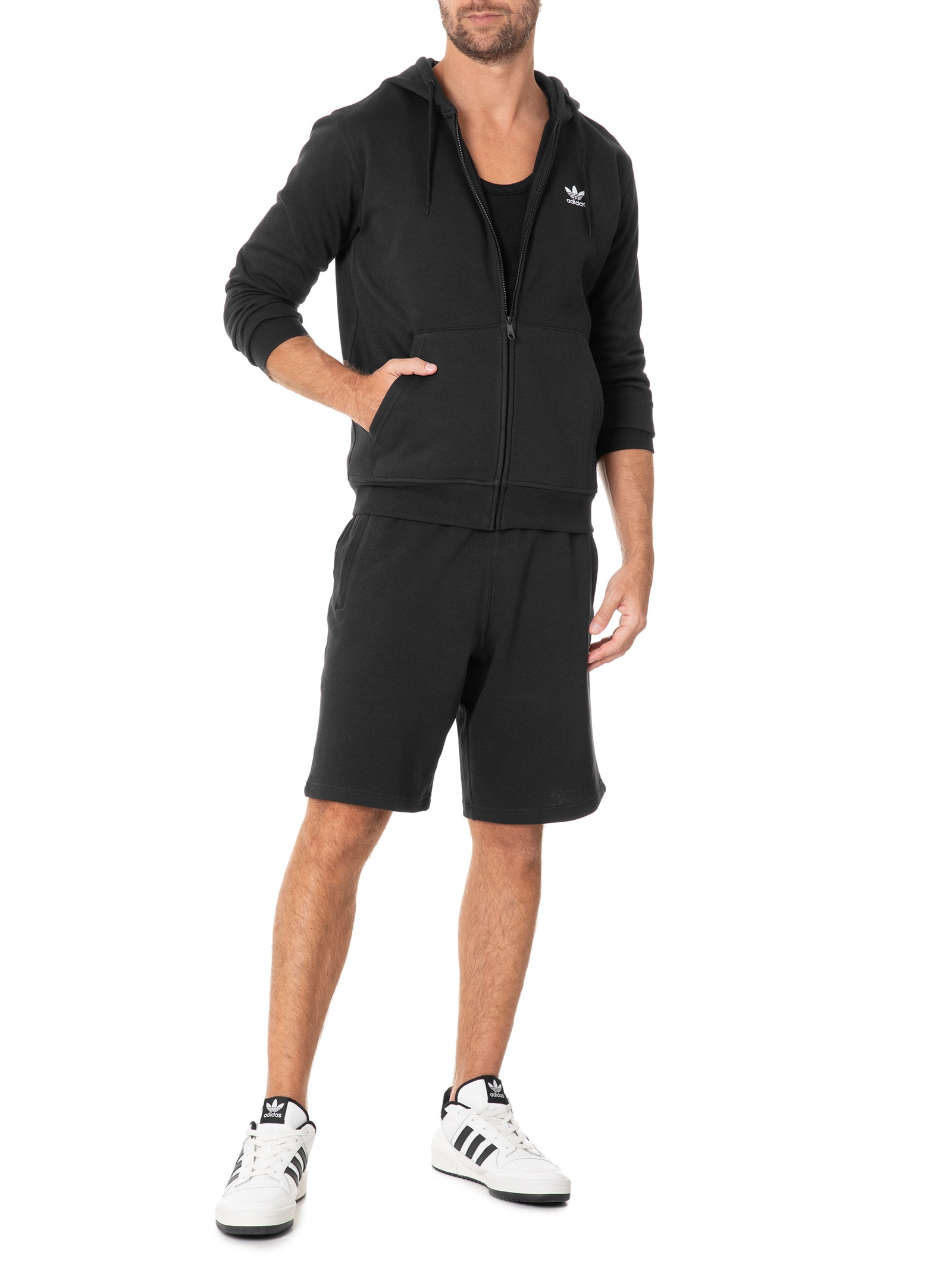 Casaco Masculino Ess Fz com Capuz Preto Adidas Originals