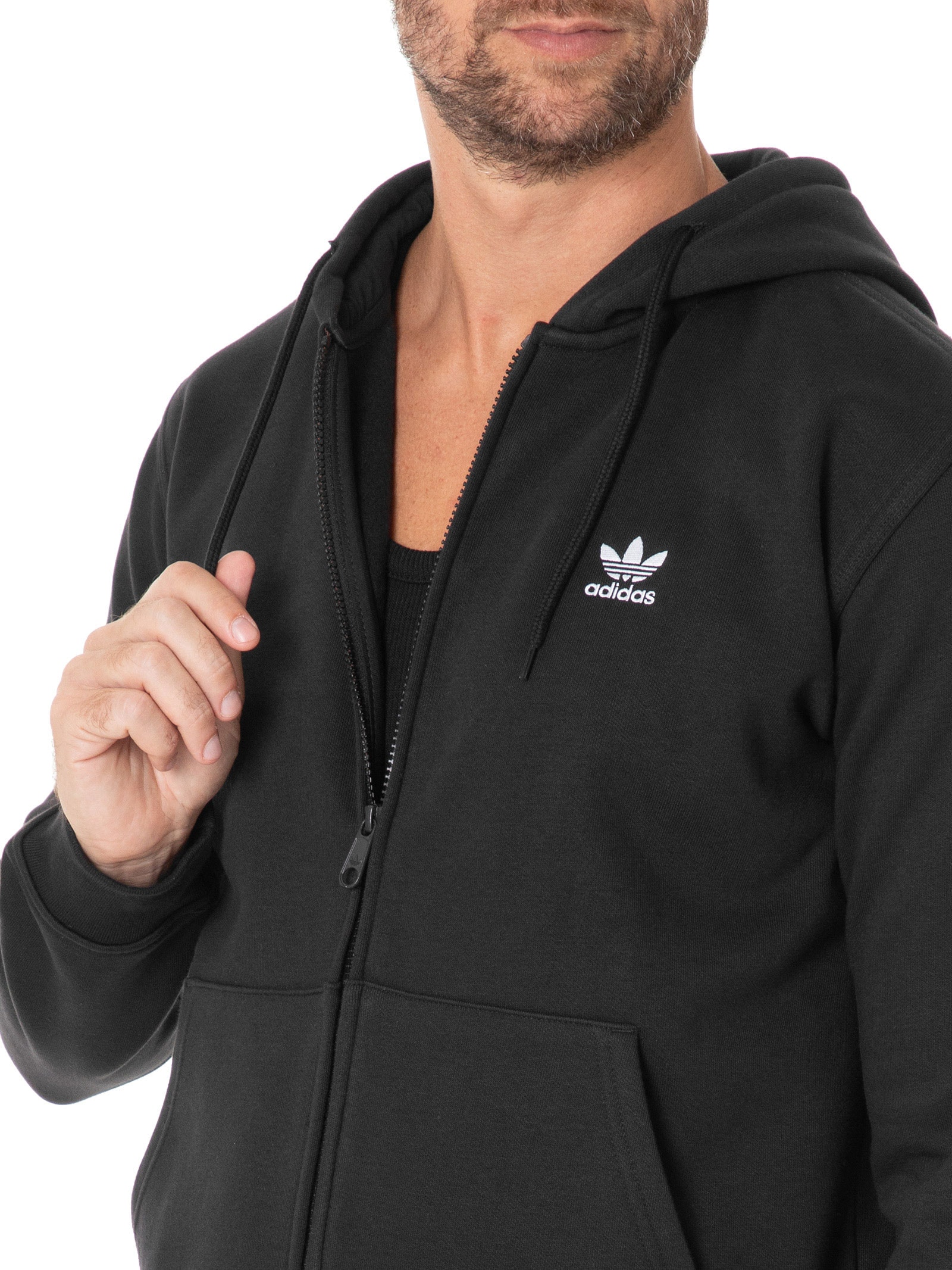 Casaco Masculino Ess Fz com Capuz Preto Adidas Originals
