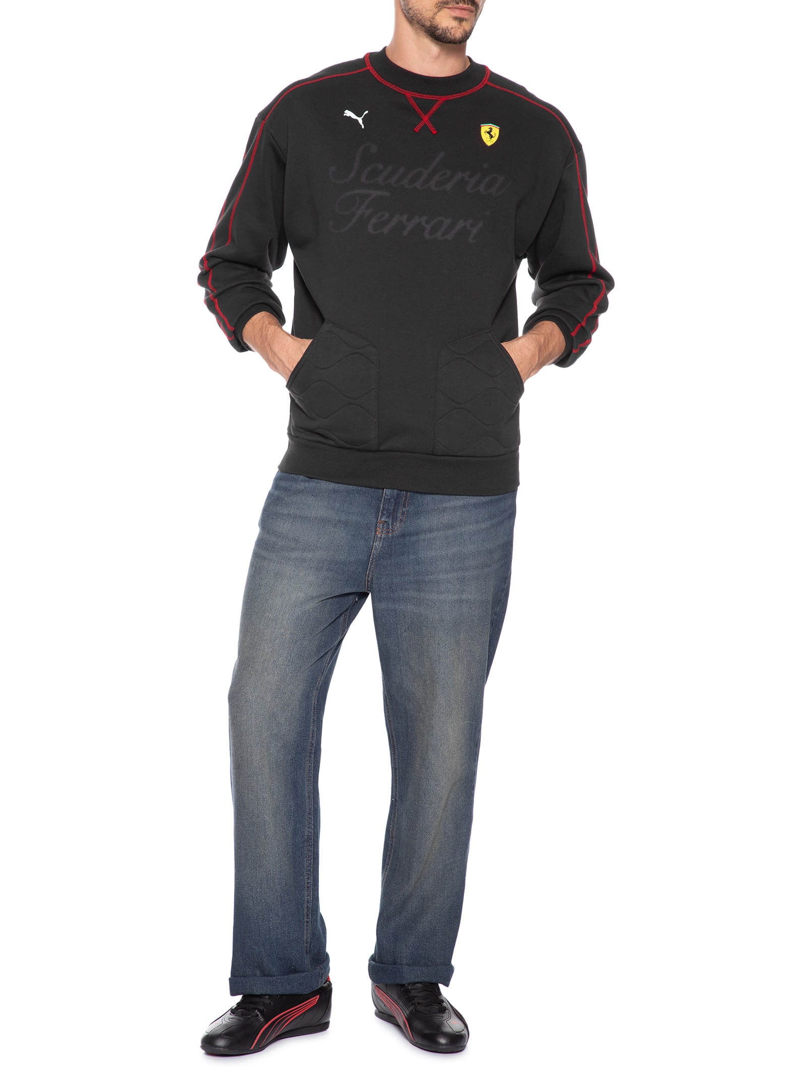 Casaco Masculino Ferrari Premium T7 Preto Puma + Ferrari
