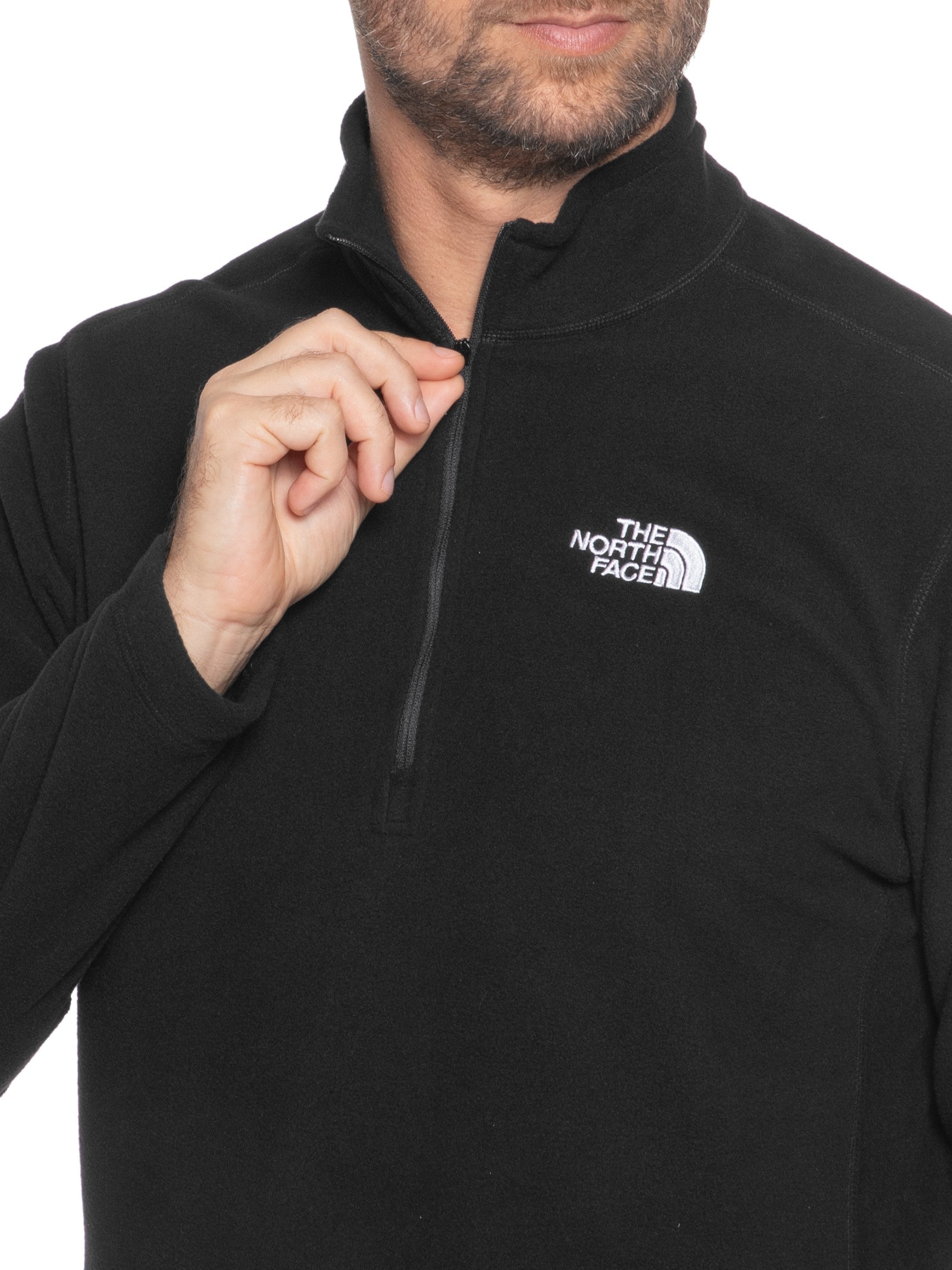 Casaco Masculino Fleece TKA 100 Glacier 1/4 Zip Preto The North Face