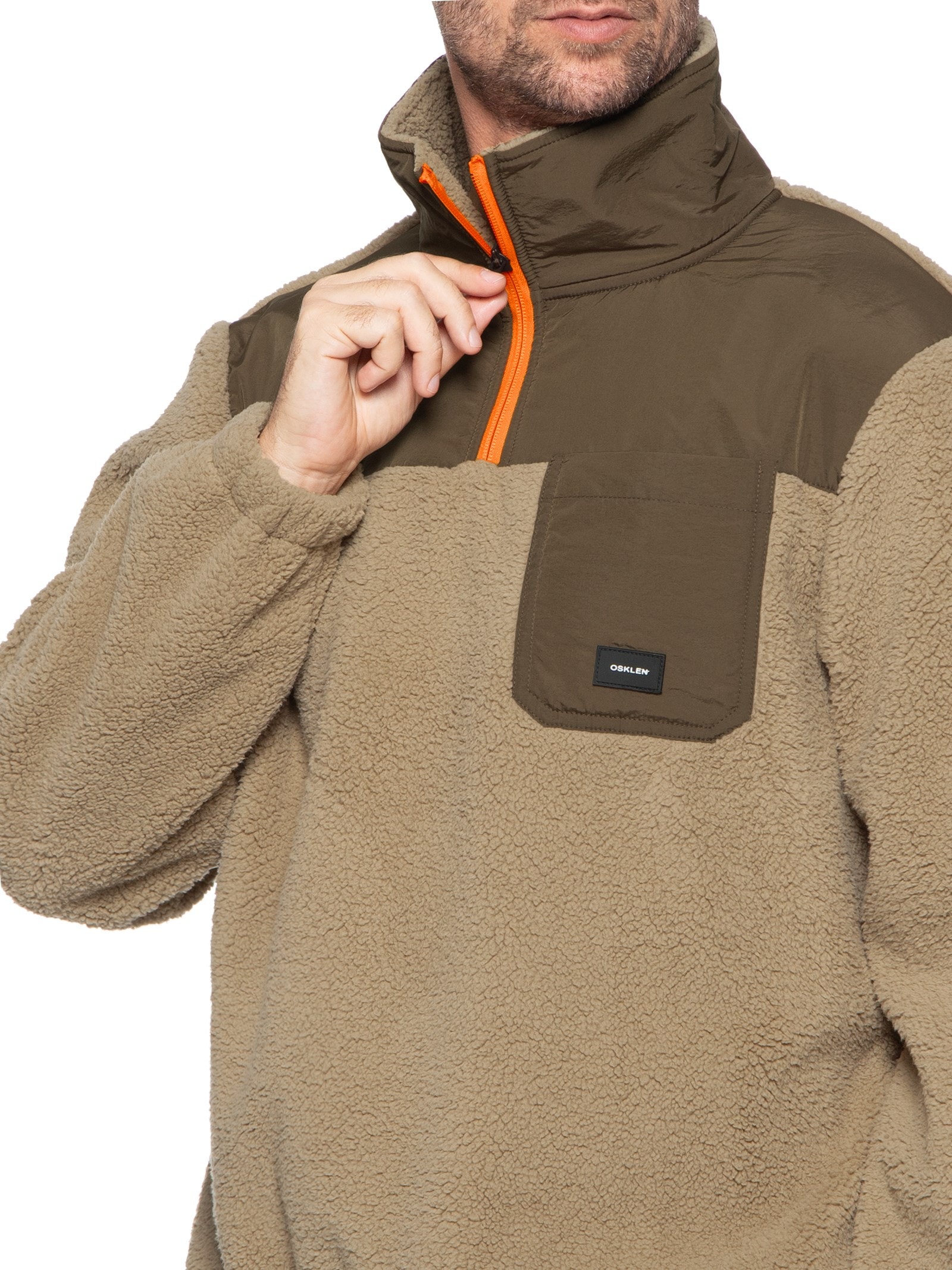 Osklen - Casaco Masculino Fleece Trkk - Bege