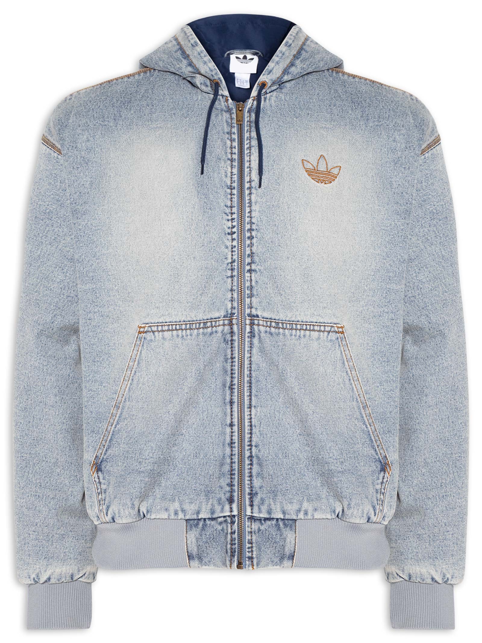 adidasoriginals DENIM HOODIE アディダスオリジナルス Casaco Masculino Hooded Denim - Cinza - Adidas Originals