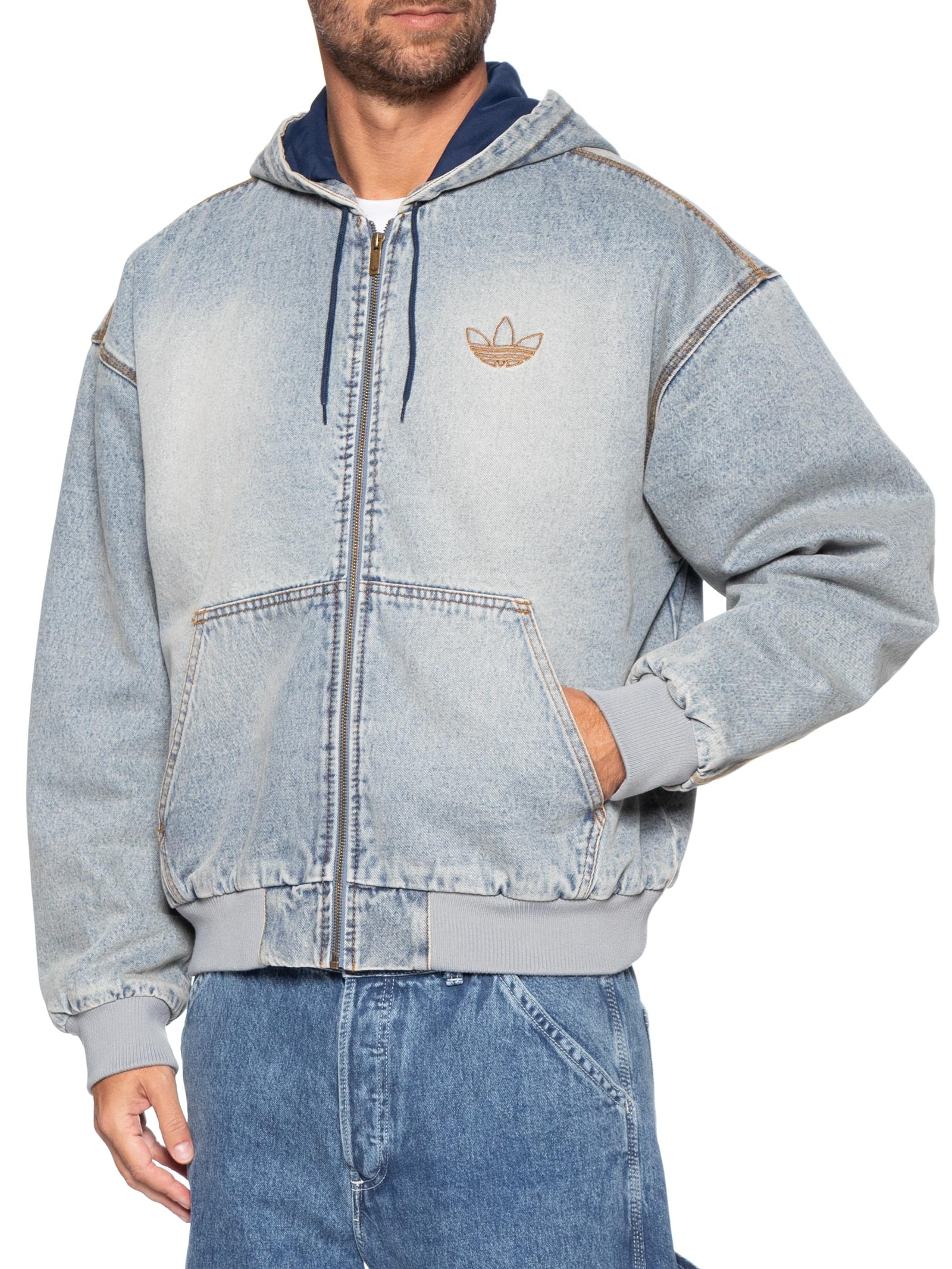Casaco Masculino Hooded Denim - Cinza - Adidas Originals