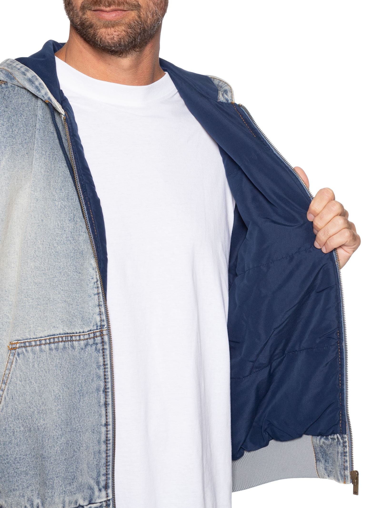 Casaco Masculino Hooded Denim - Cinza - Adidas Originals