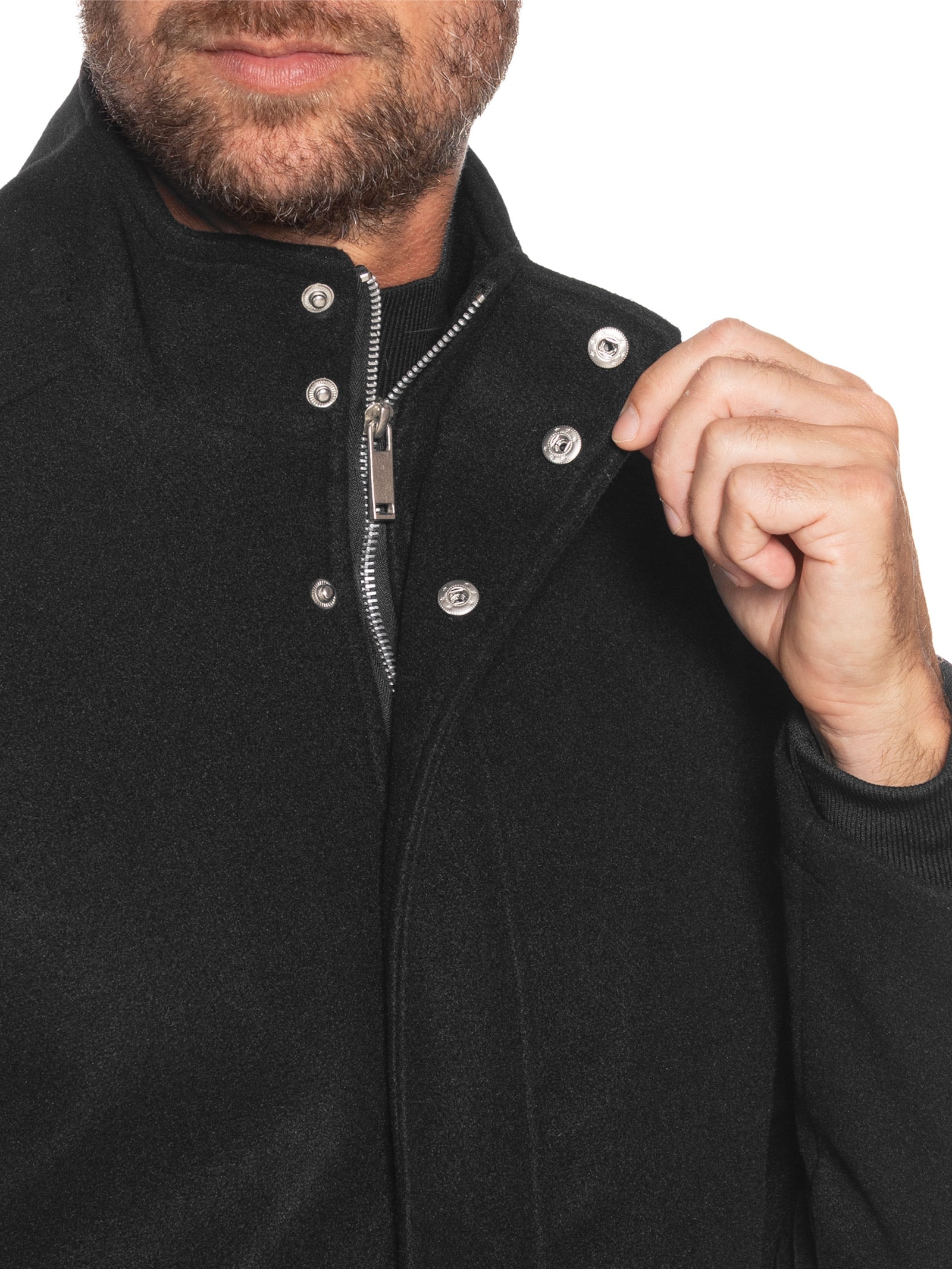 Casaco Masculino Lã Batida Preto '2 Essential