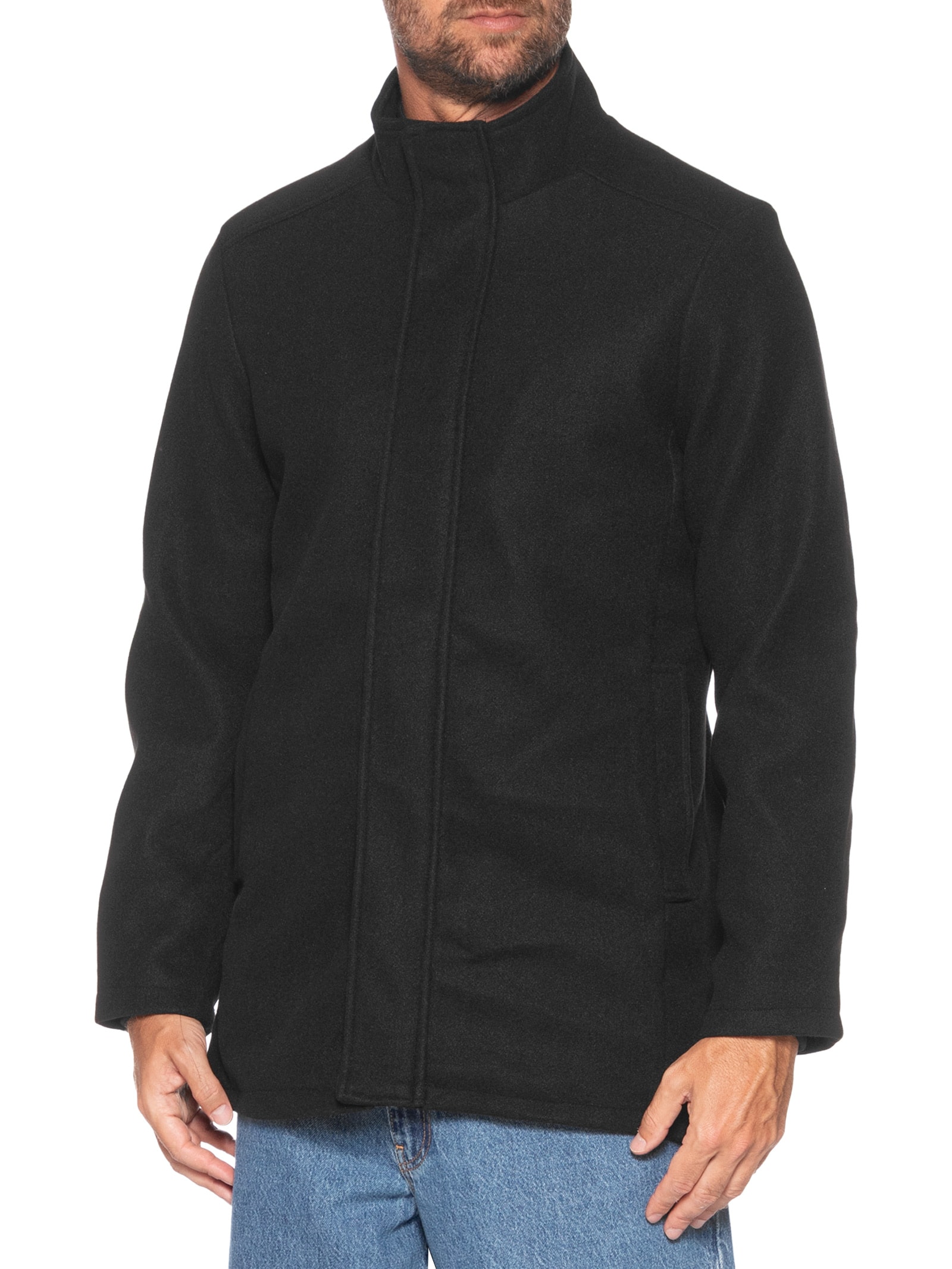 Casaco Masculino Lã Batida Preto '2 Essential