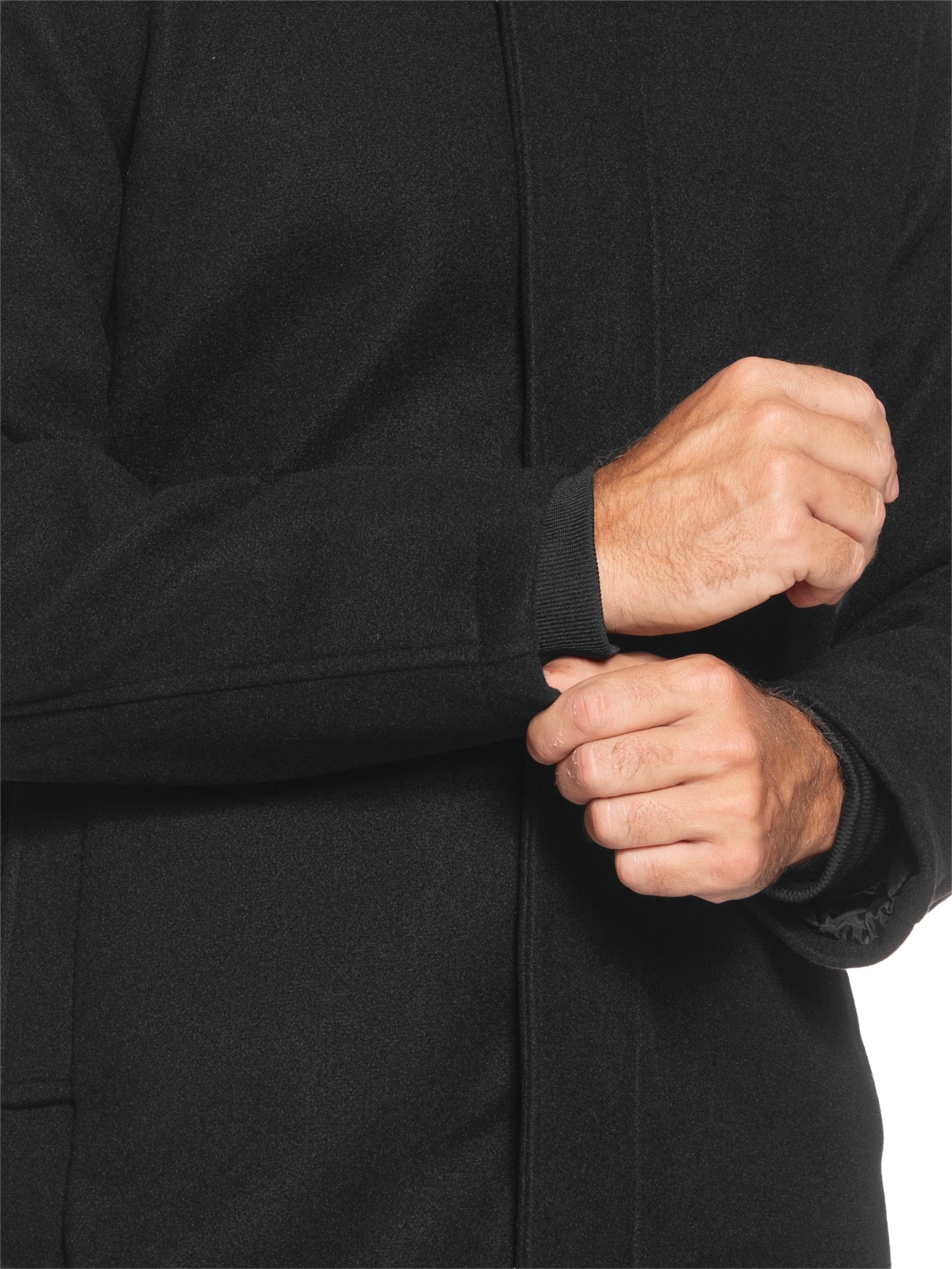 Casaco Masculino Lã Batida Preto '2 Essential