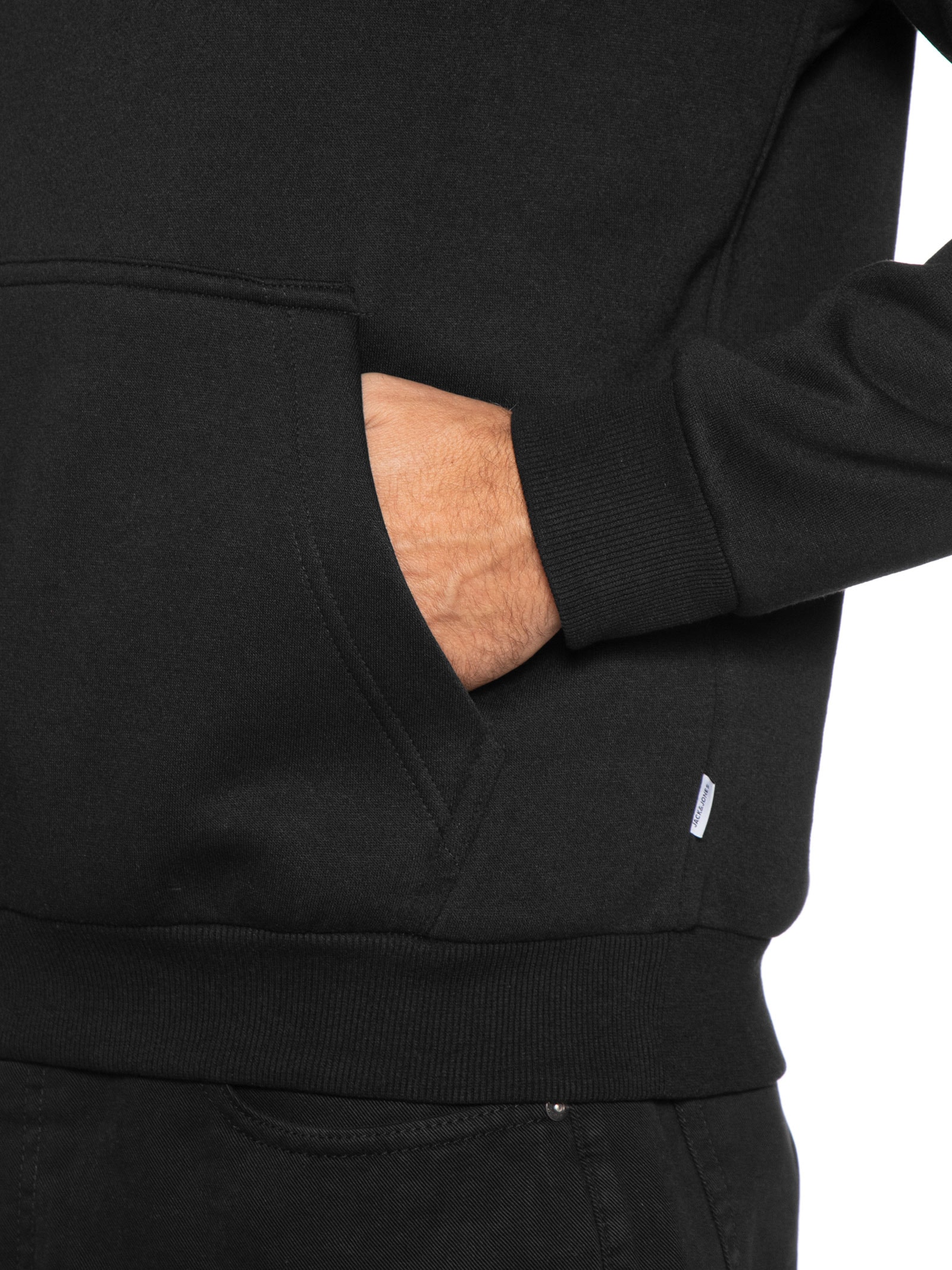 Casaco Masculino Moletom Básico Com Capuz Preto Jack & Jones