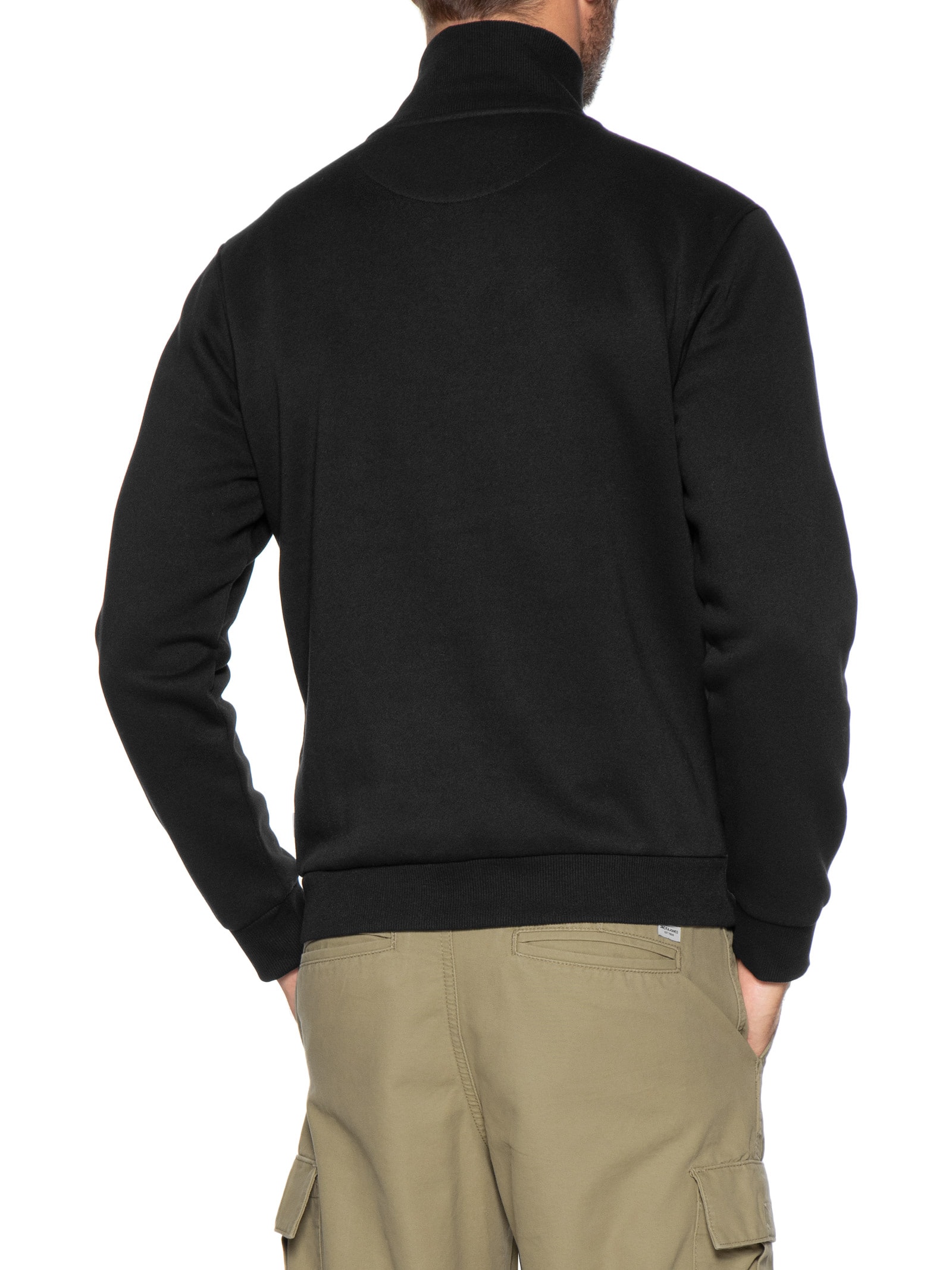 Casaco Masculino Moletom Bradley Half Zip Preto Jack & Jones