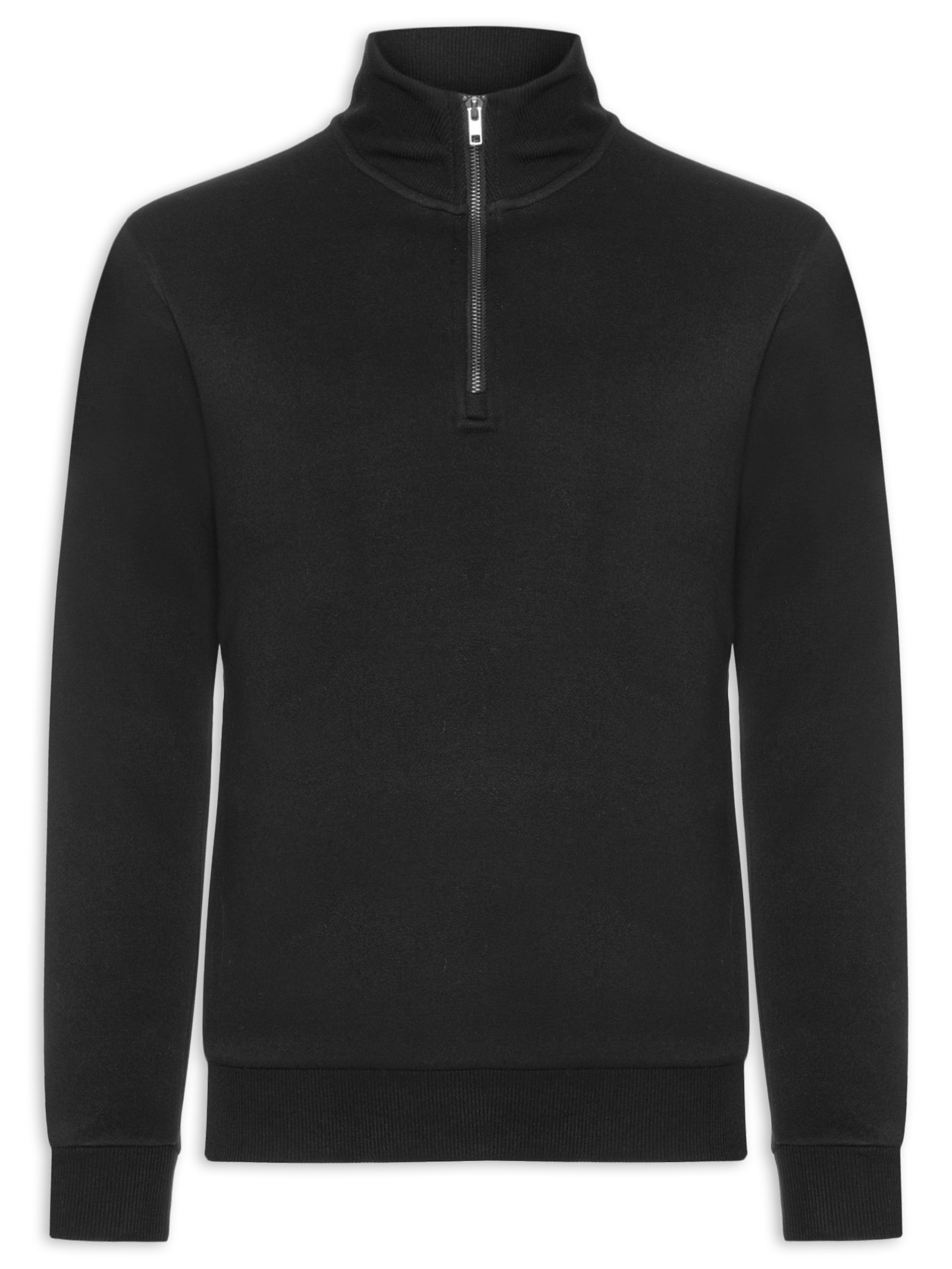 Casaco Masculino Moletom Bradley Half Zip Preto Jack & Jones