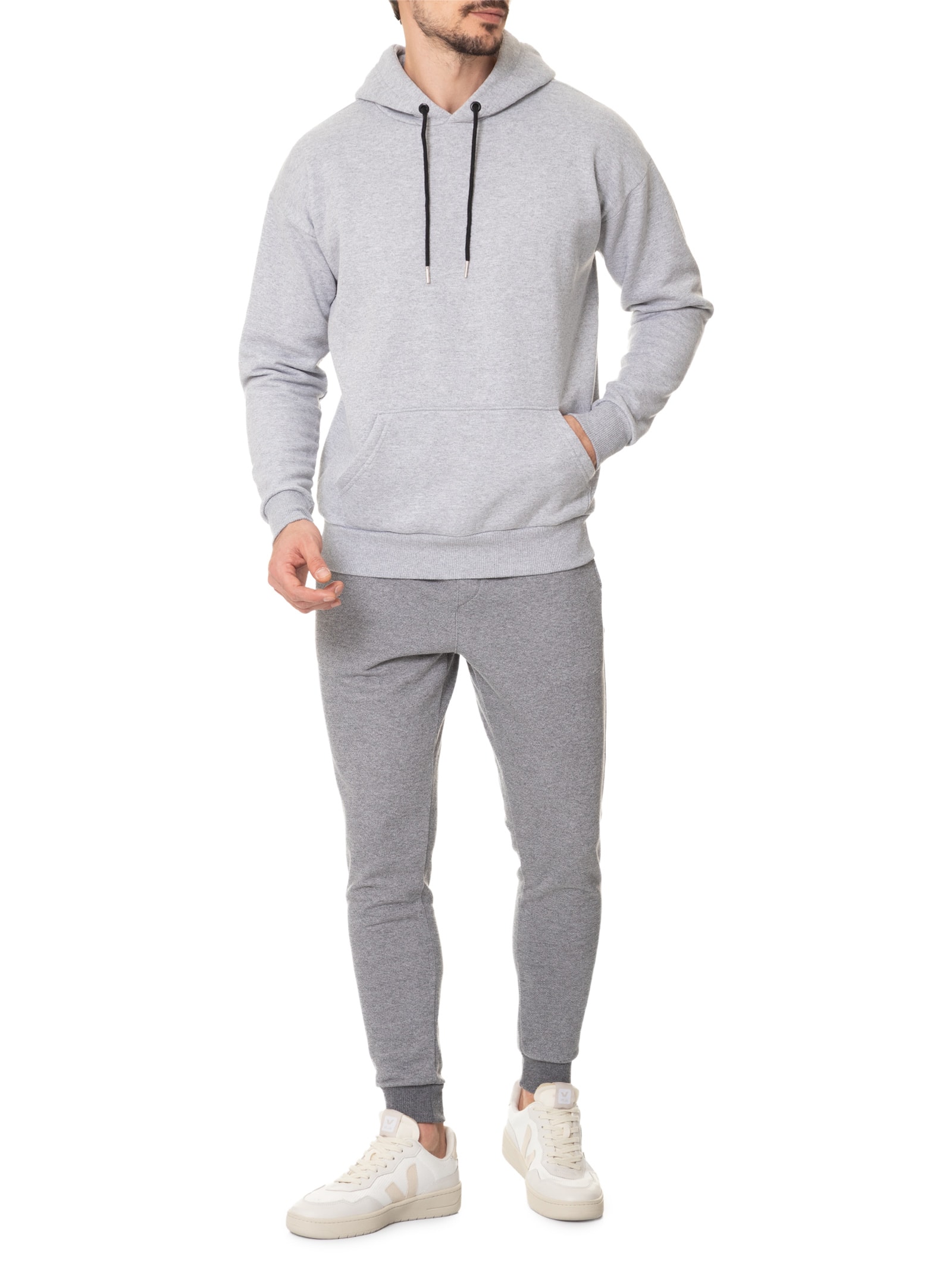 Casaco Masculino Moletom Com Capuz Cinza Basiq Men