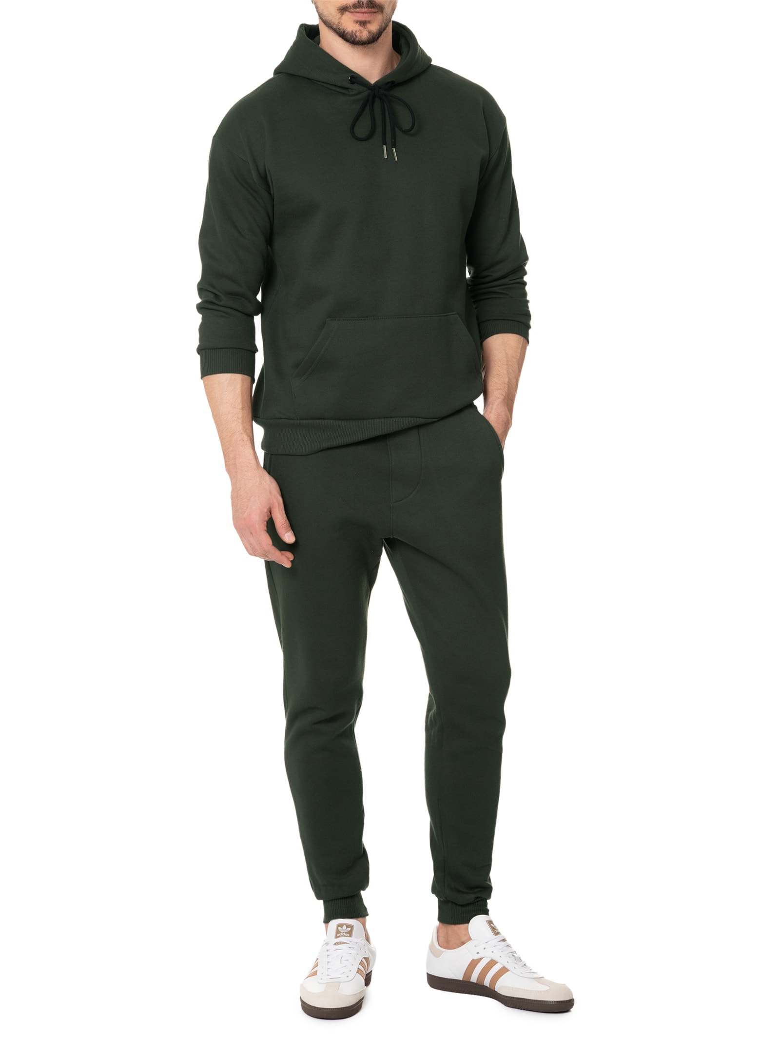 Casaco Masculino Moletom Com Capuz Verde  Basiq Men