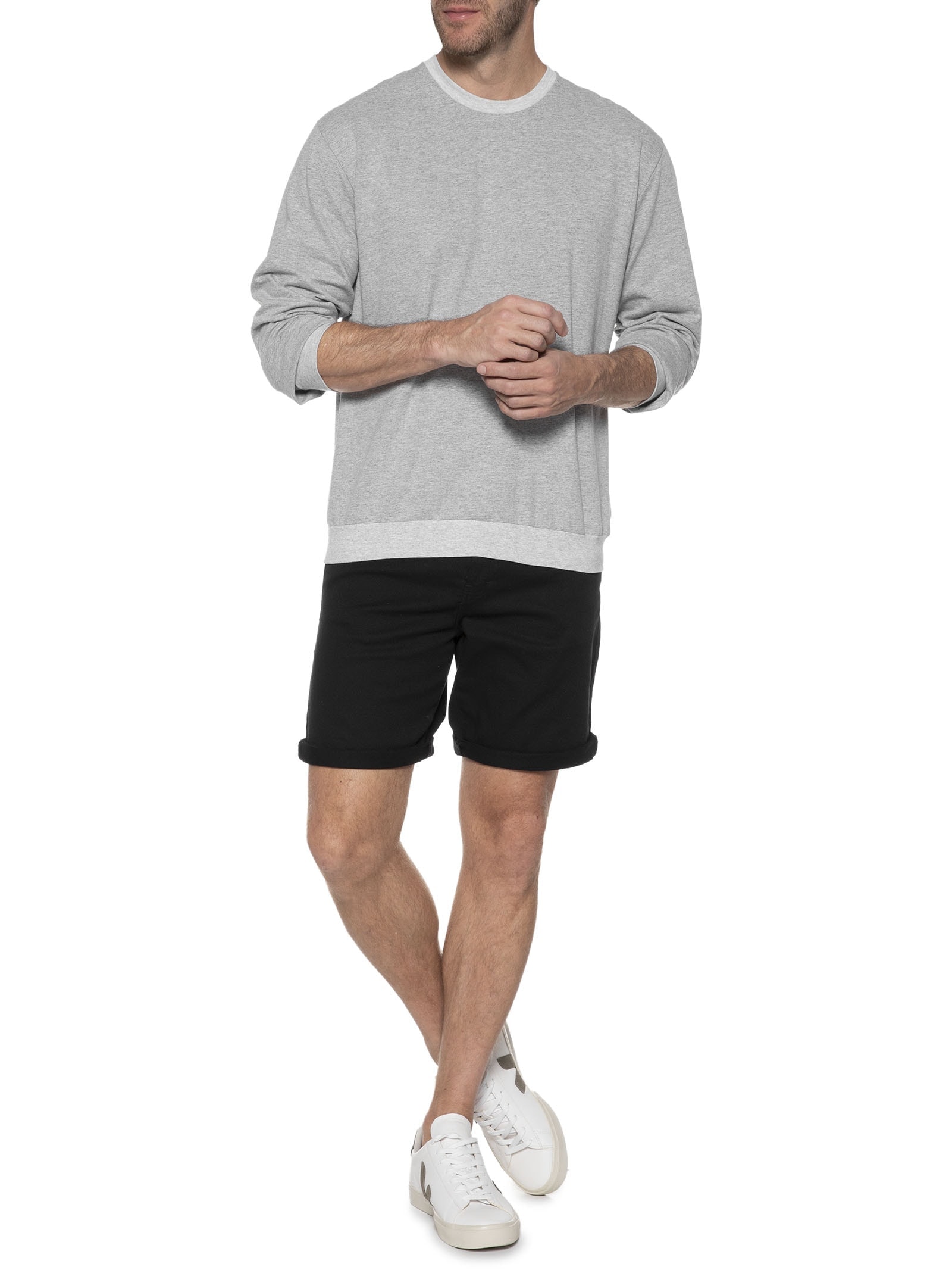 Casaco Masculino Moletom Gola C  Cinza Basiq Men