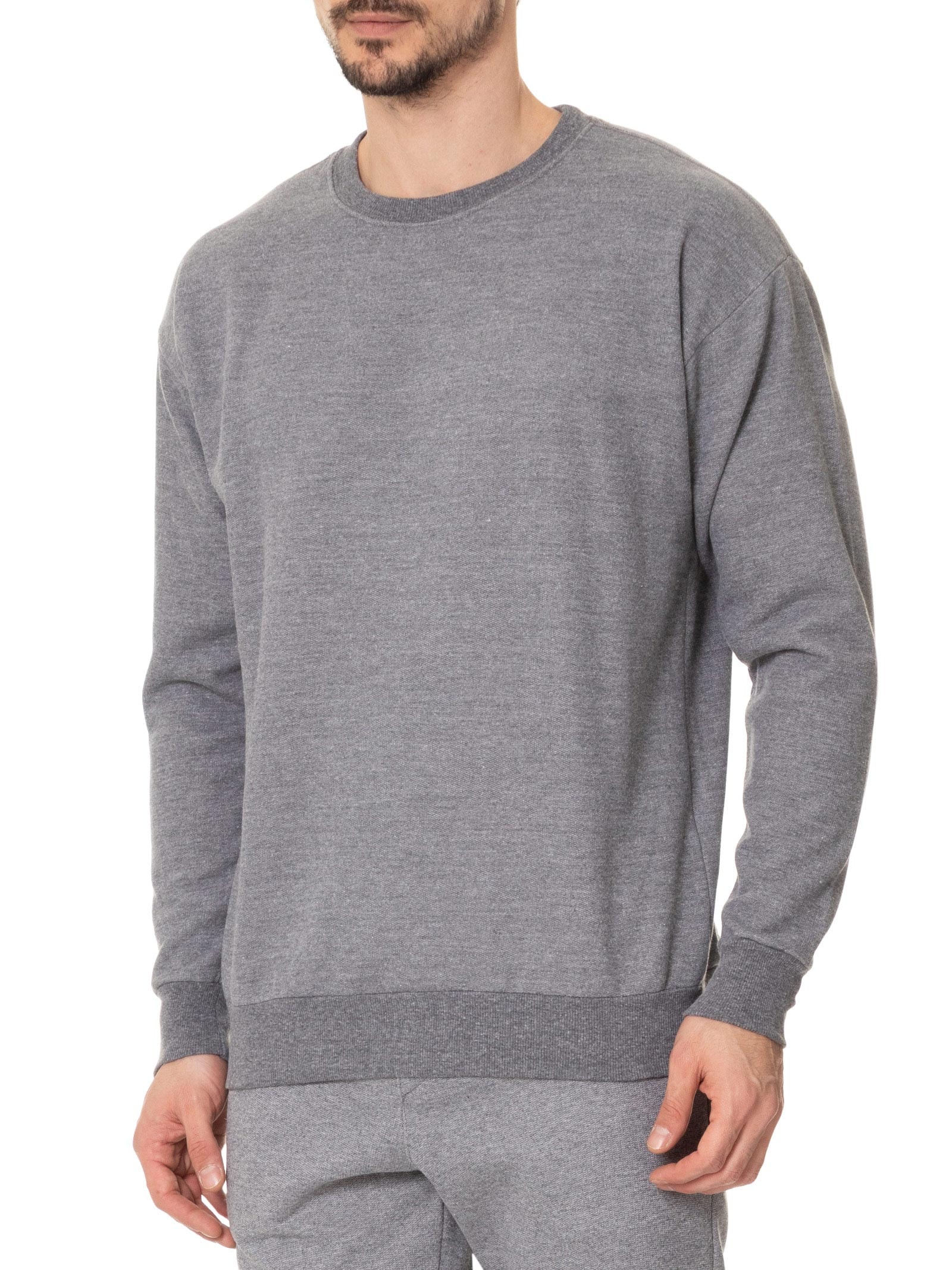 Casaco Masculino Moletom Gola Careca Cinza Basiq Men