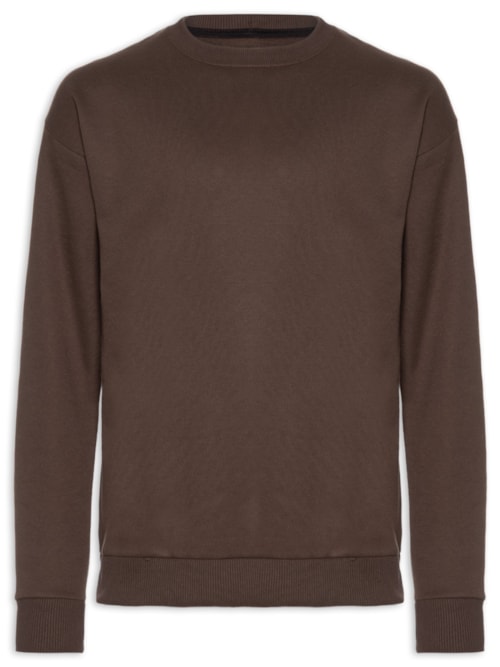 Casaco Masculino Moletom Gola Careca – Marrom