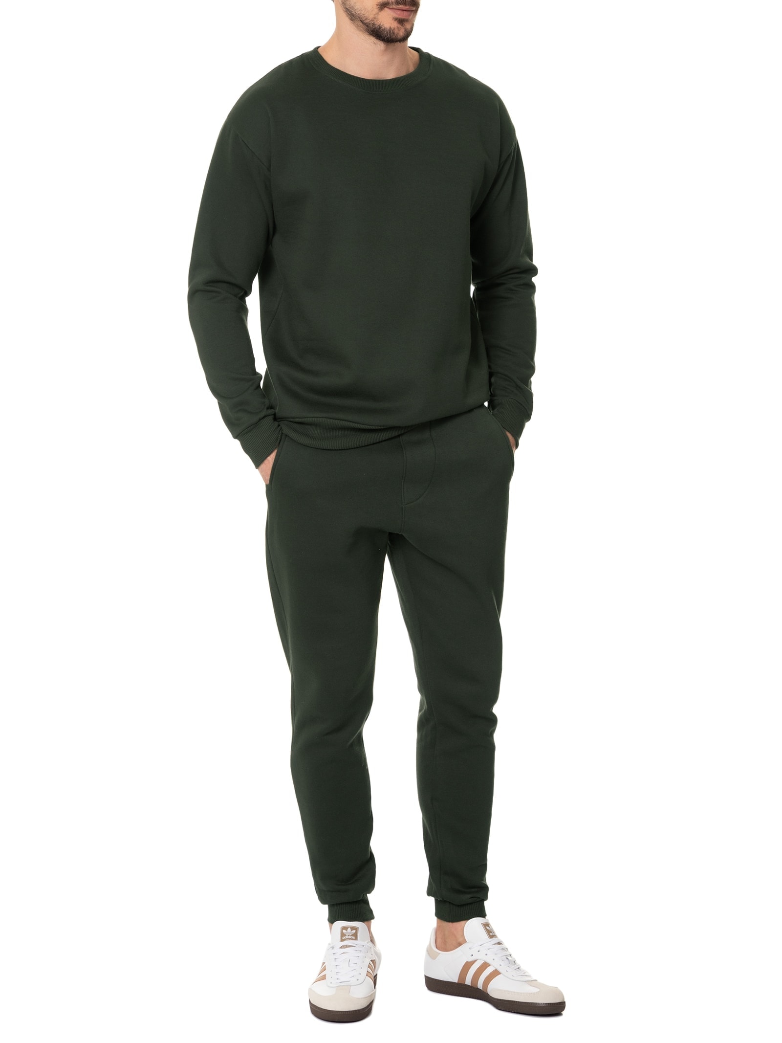 Casaco Masculino Moletom Gola Careca Verde Basiq Men