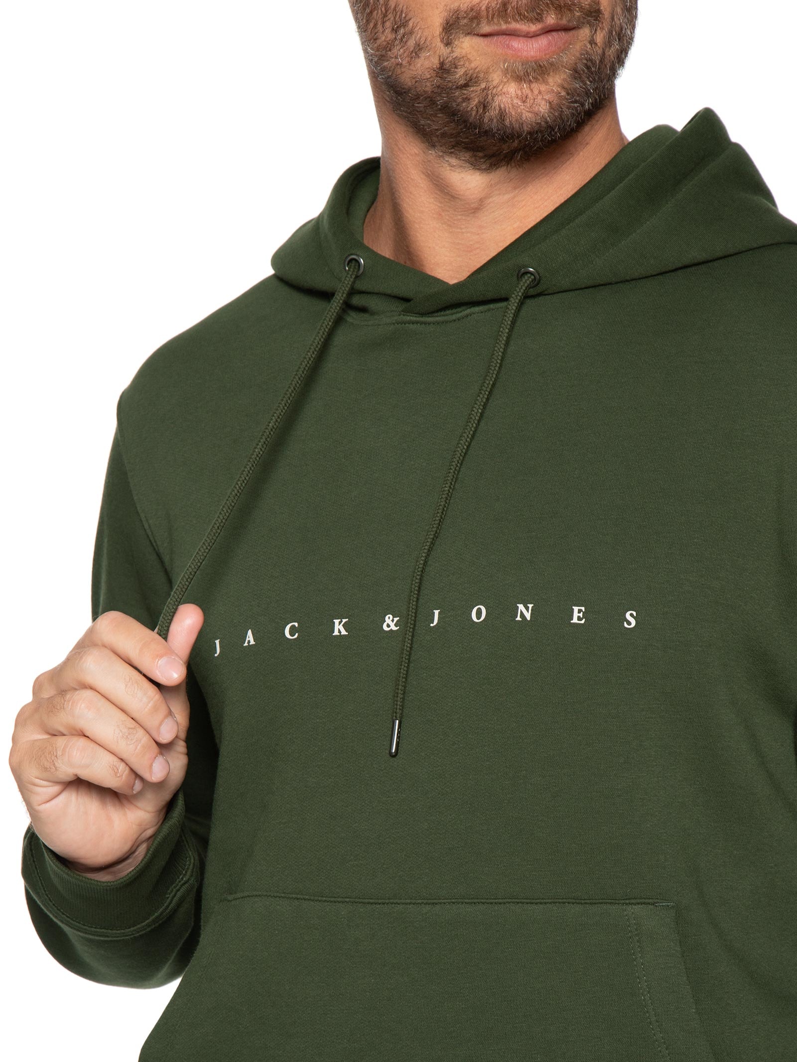 Casaco Masculino Moletom Logo Com Capuz Verde Jack & Jones