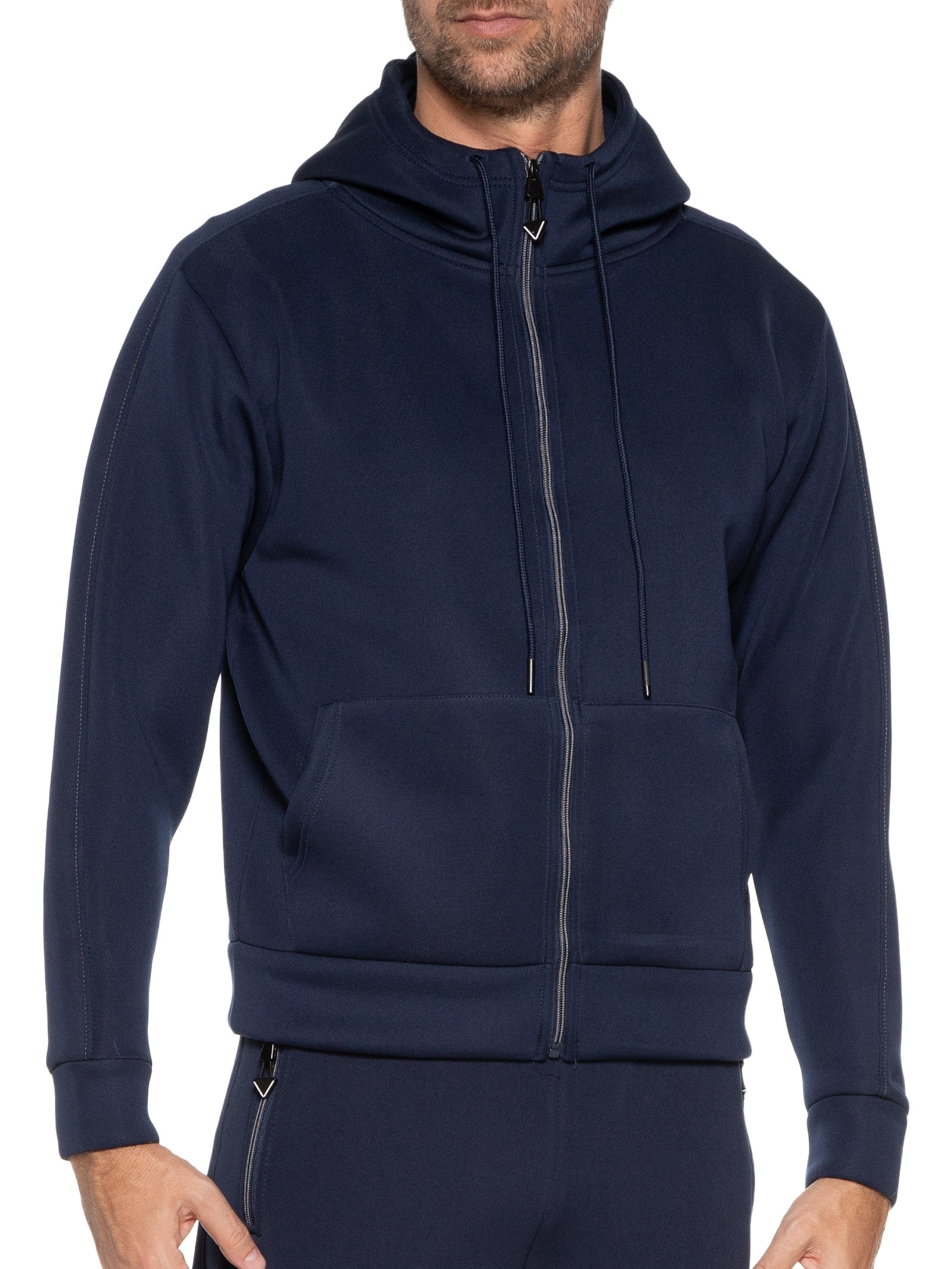 Casaco Masculino Moletom Neoprene Com Zíper e Gorro Azul '2 Essential