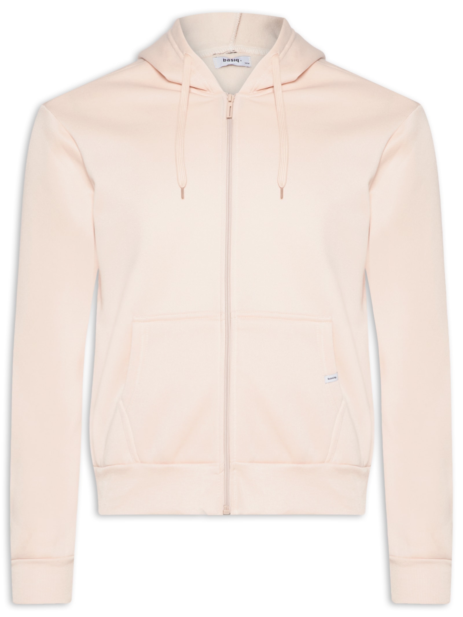 Casaco Masculino Moletom Zíper Com Gorro Bege Basiq Men