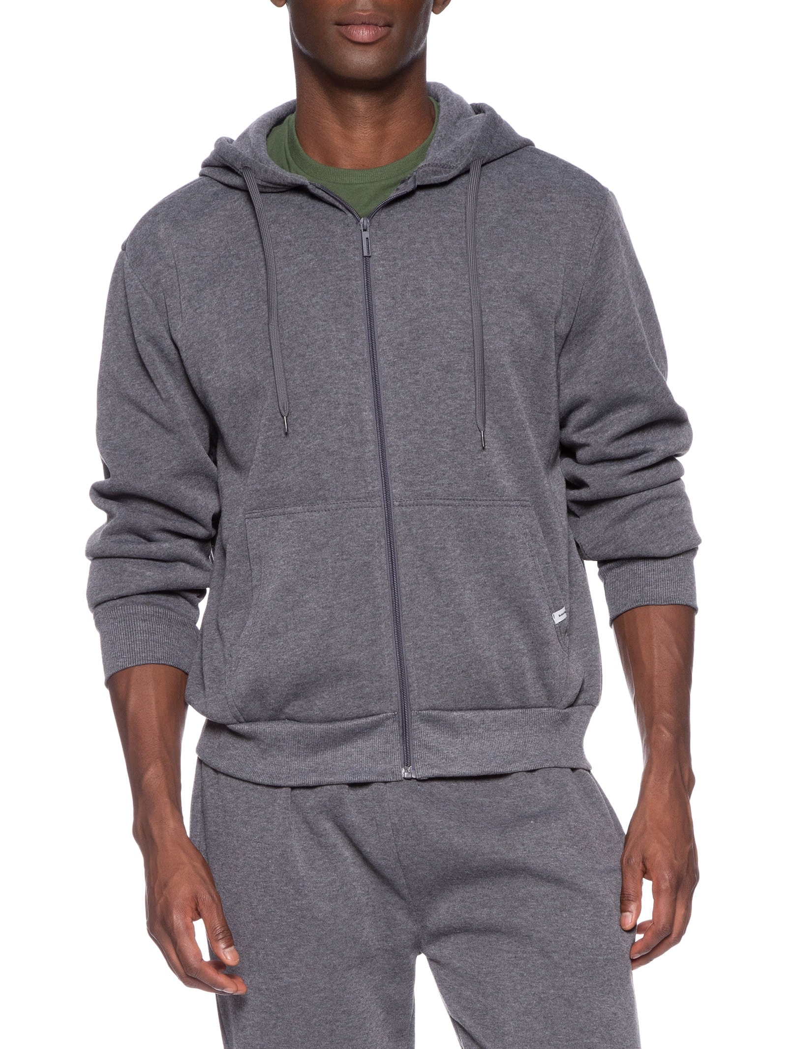 Casaco Masculino Moletom Zíper Com Gorro Cinza Basiq Men