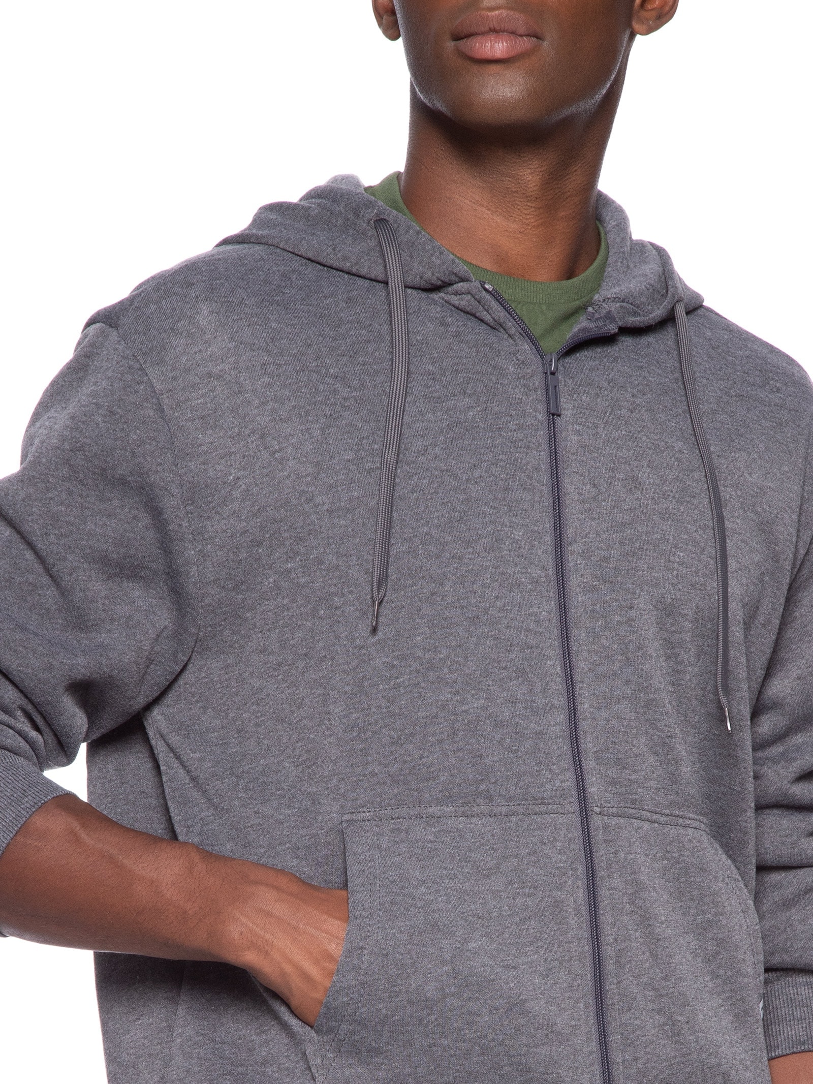 Casaco Masculino Moletom Zíper Com Gorro Cinza Basiq Men