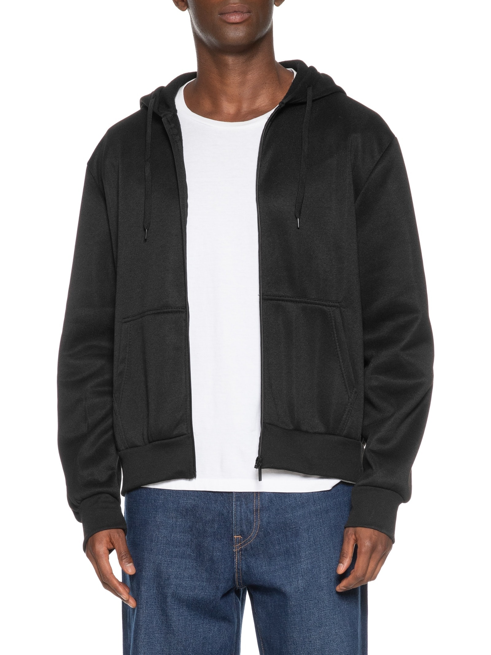 Casaco Masculino Moletom Zíper Com Gorro Preto Basiq Men