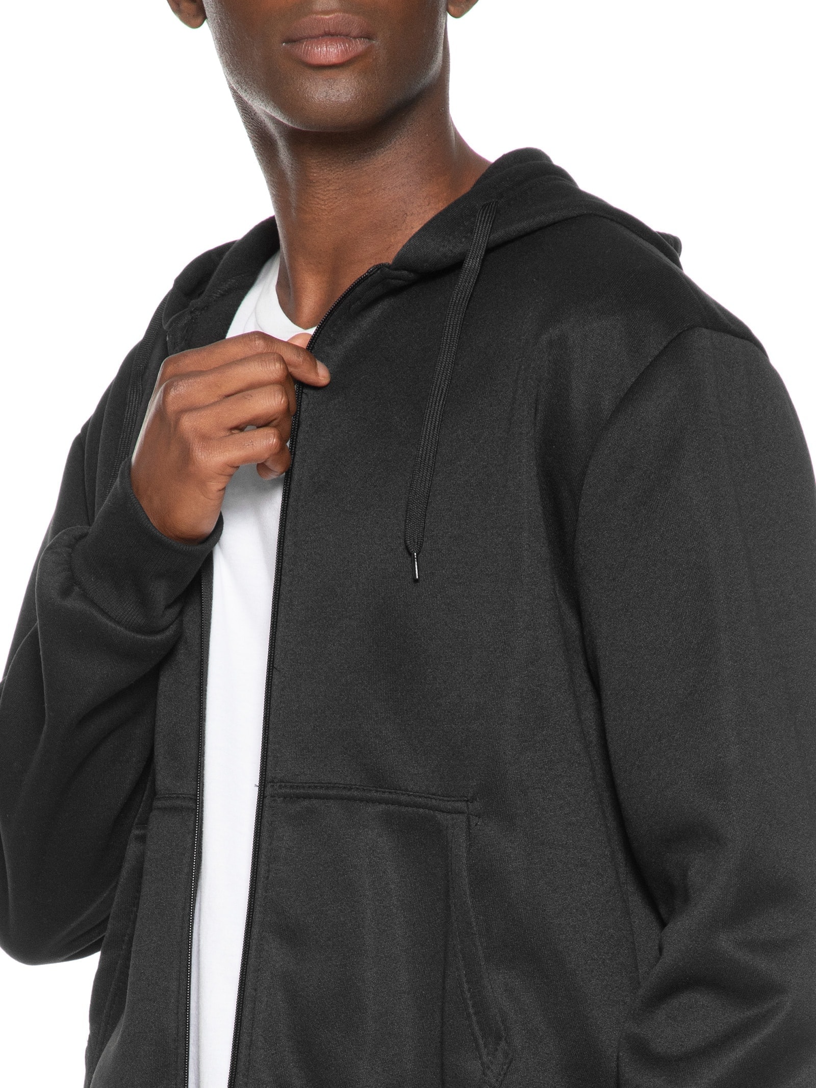 Casaco Masculino Moletom Zíper Com Gorro Preto Basiq Men