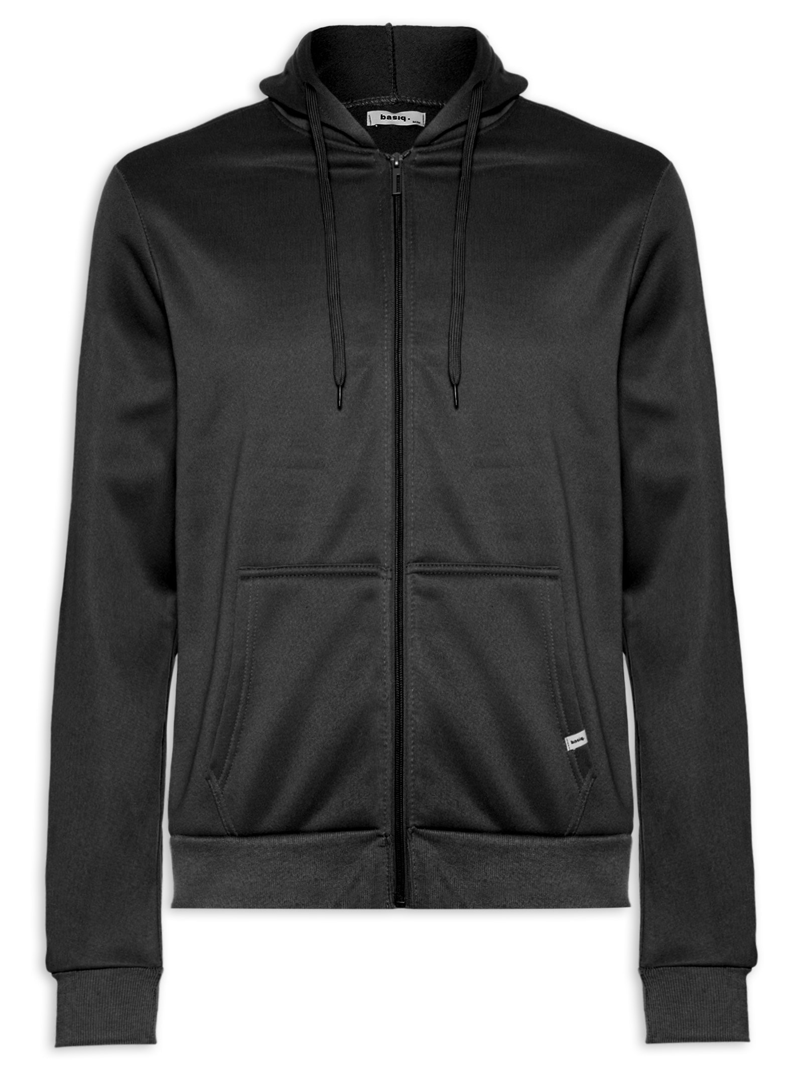 Casaco Masculino Moletom Zíper Com Gorro Preto Basiq Men
