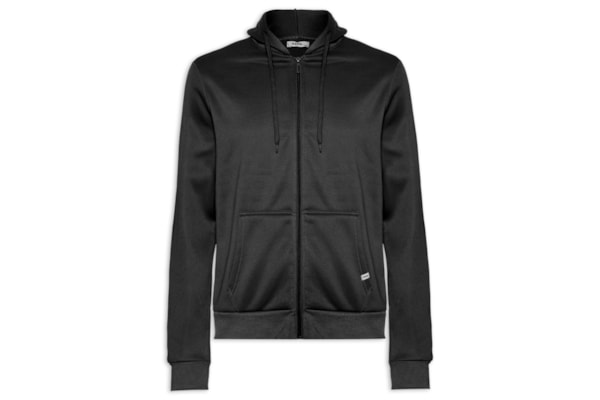 Casaco Masculino Moletom Zíper Com Gorro - Preto