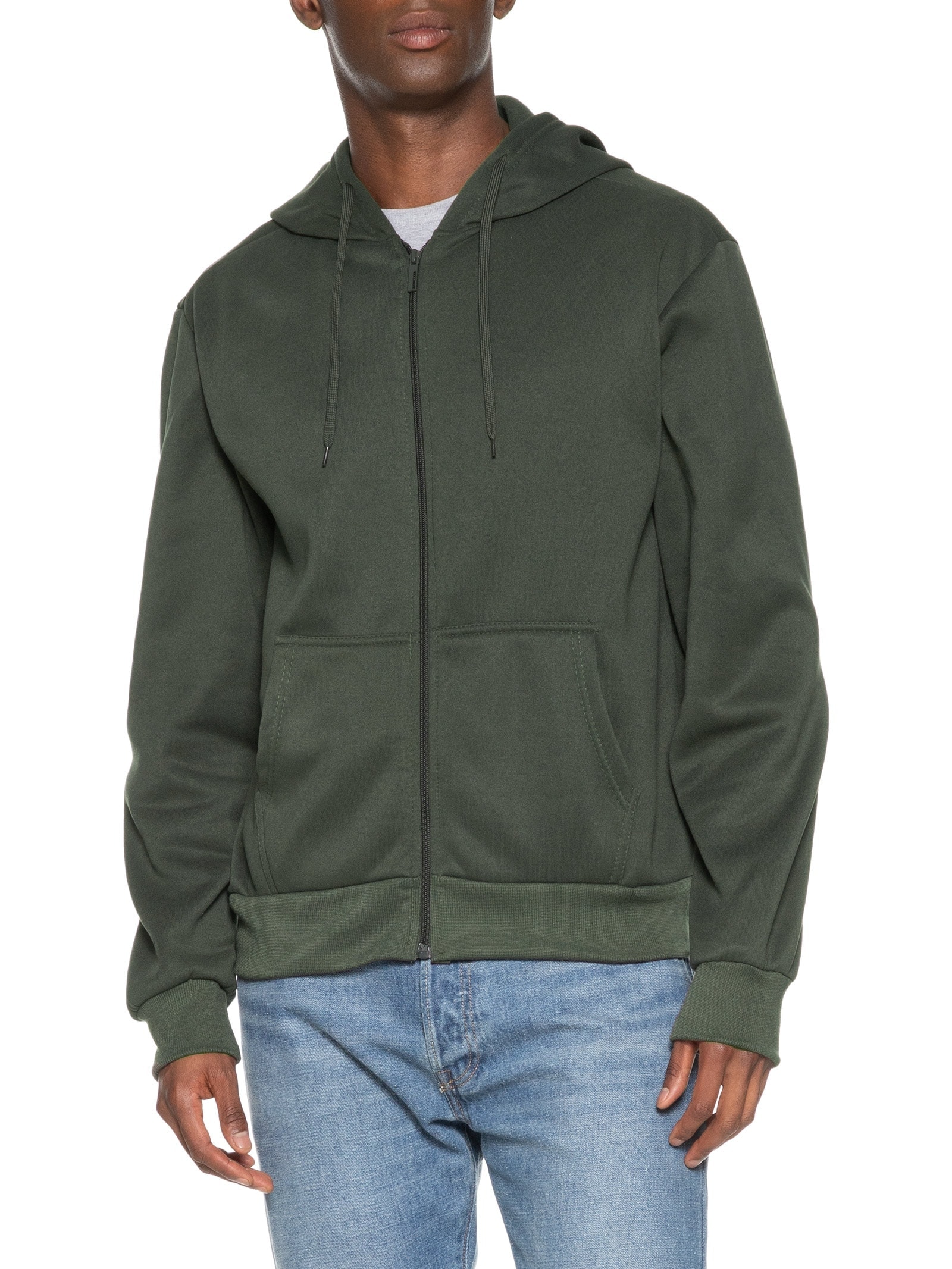 Casaco Masculino Moletom Zíper Com Gorro Verde Basiq Men