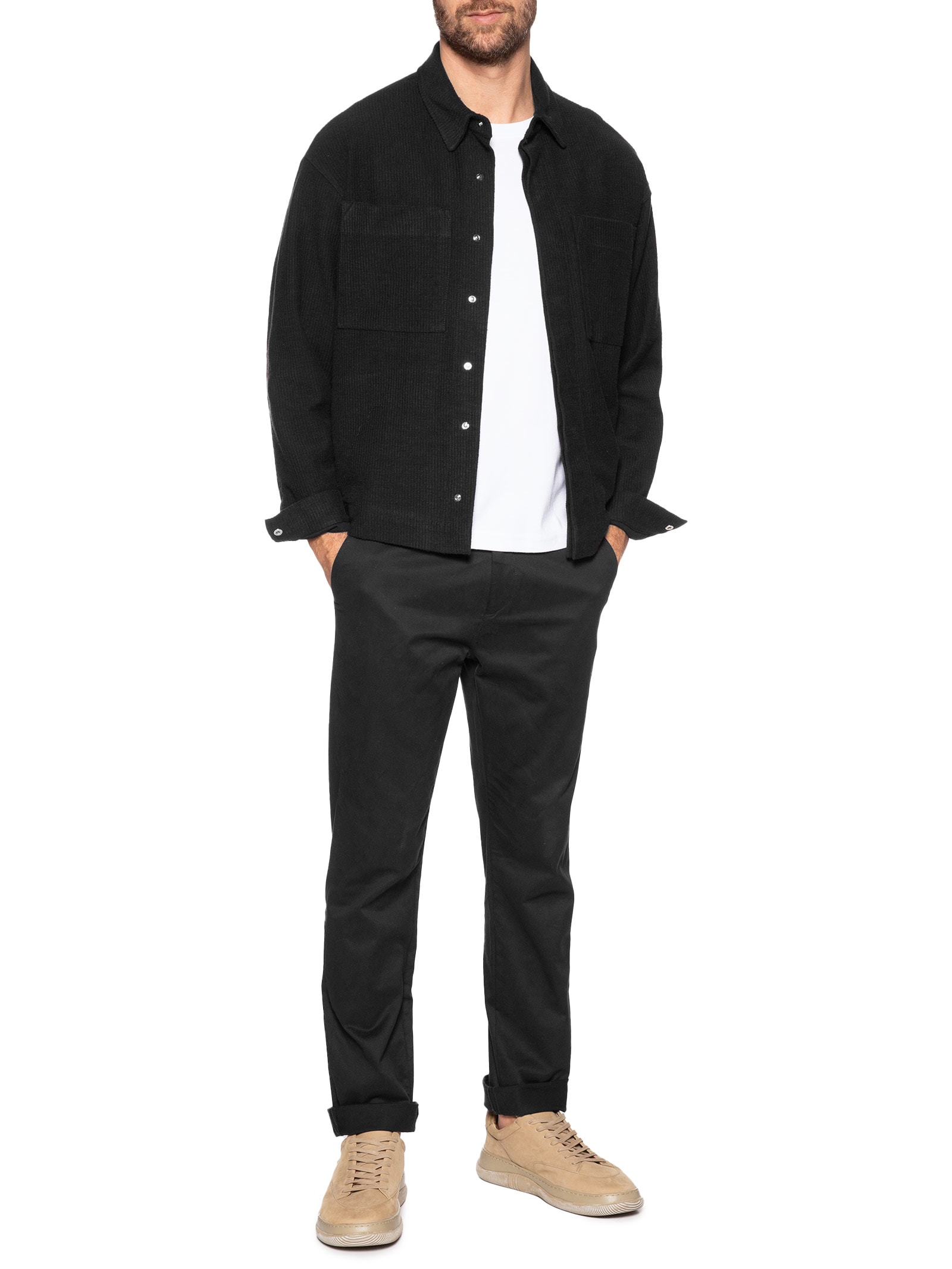 Osklen - Casaco Masculino Overshirt Veludo Cotelê - Preto