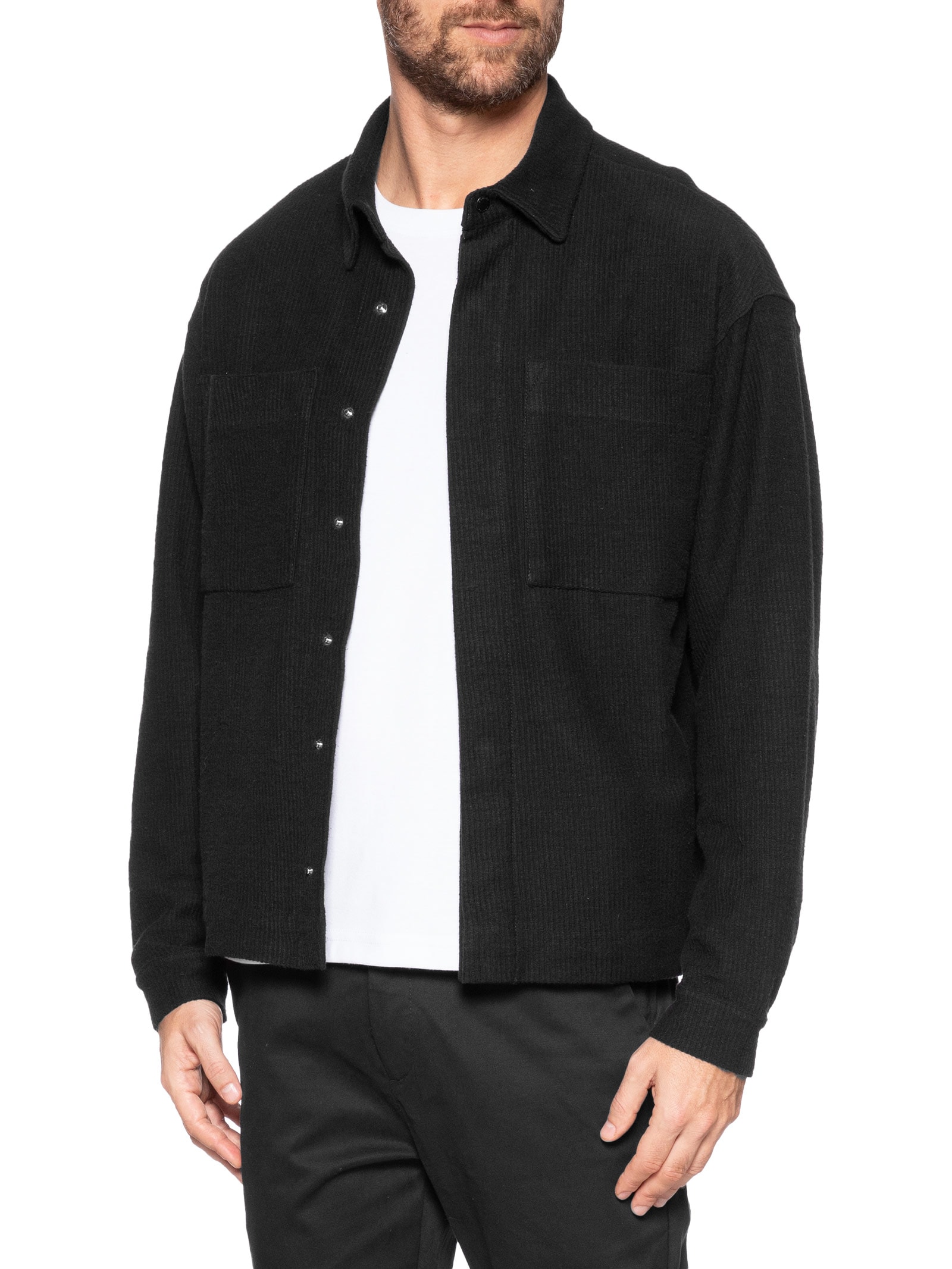 Osklen - Casaco Masculino Overshirt Veludo Cotelê - Preto