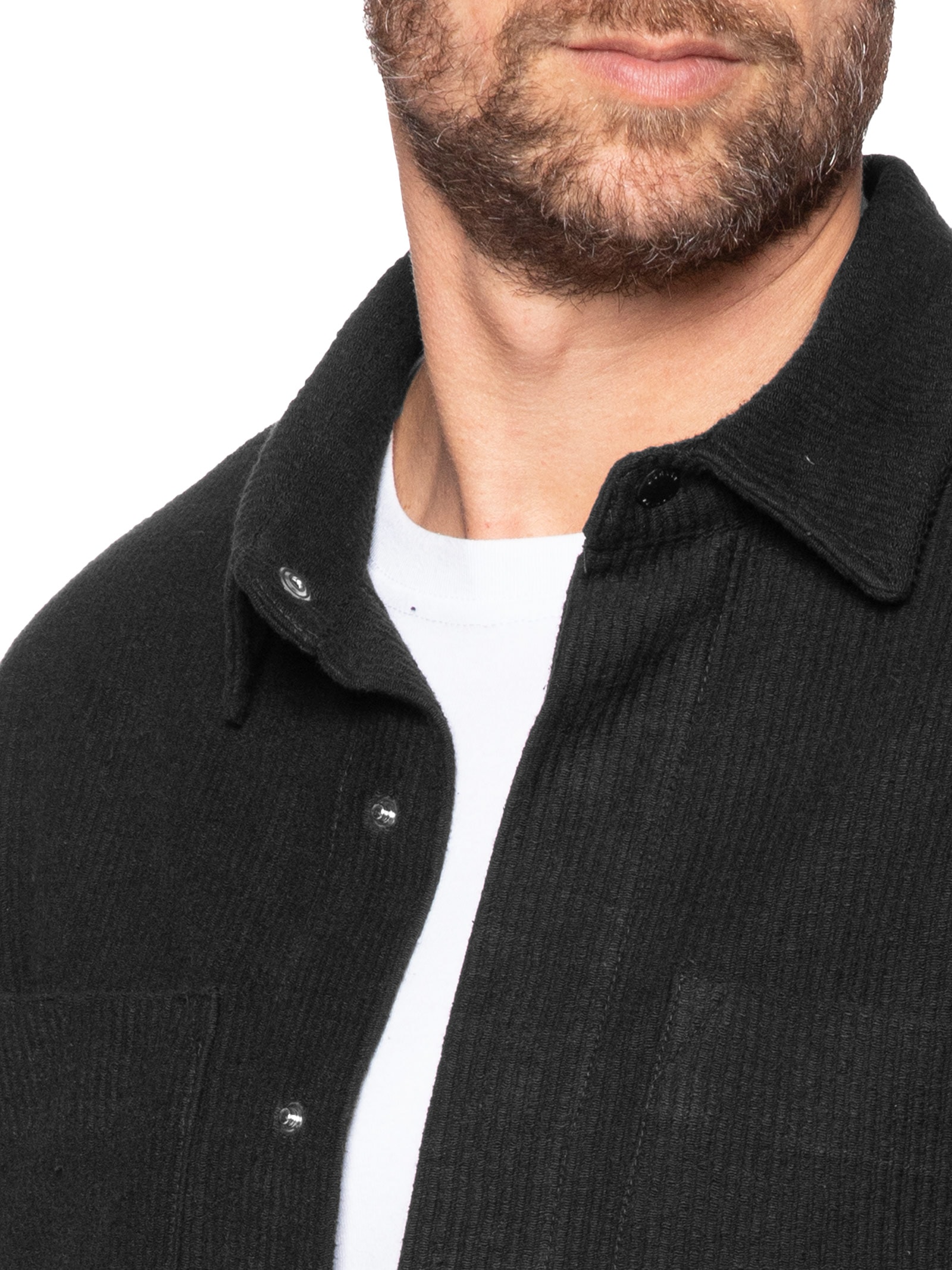 Osklen - Casaco Masculino Overshirt Veludo Cotelê - Preto