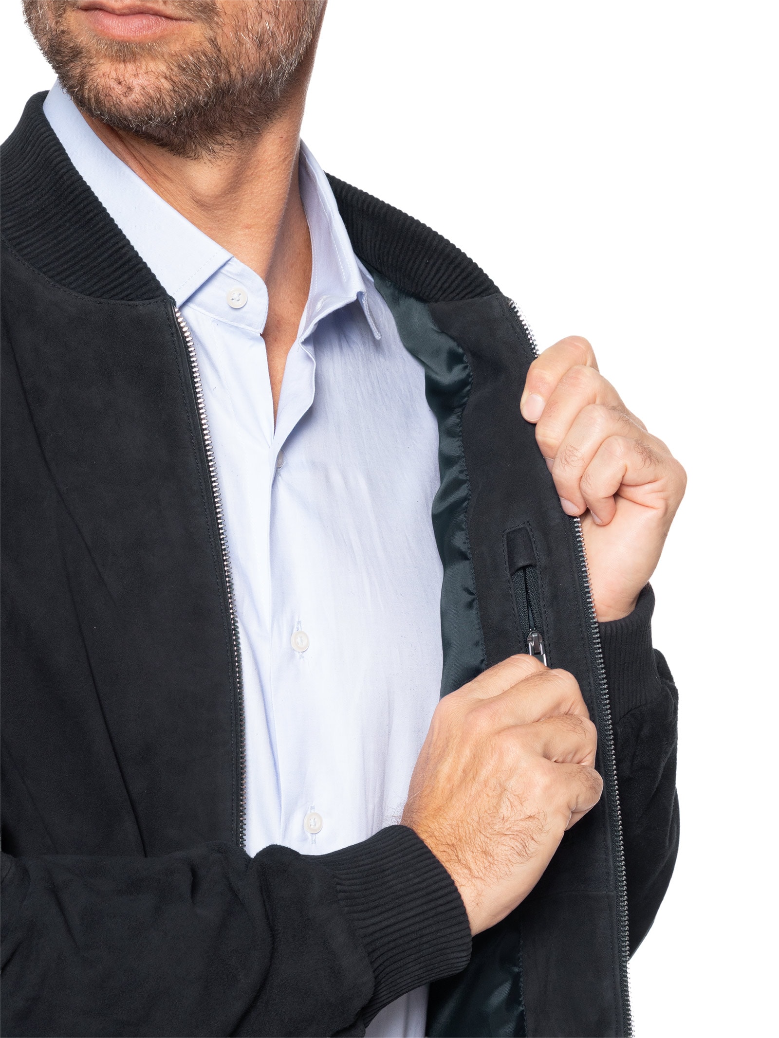 Casaco Masculino Regular Fit Em Camurça H-Muller Azul Boss