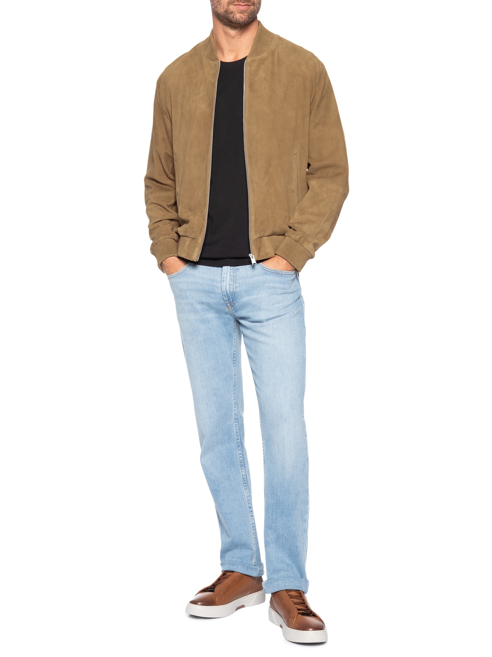 Casaco Masculino Regular Fit Em Camurça H-Muller Bege Boss