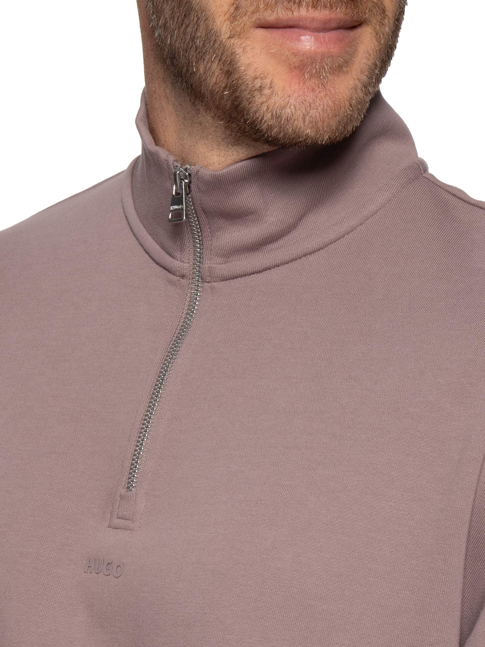 Casaco Masculino Relaxed Fit Zip-Neck Cotton Durty Marrom Hugo