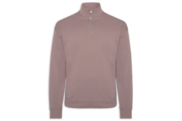 Casaco Masculino Relaxed Fit Zip-Neck Cotton Durty - Marrom