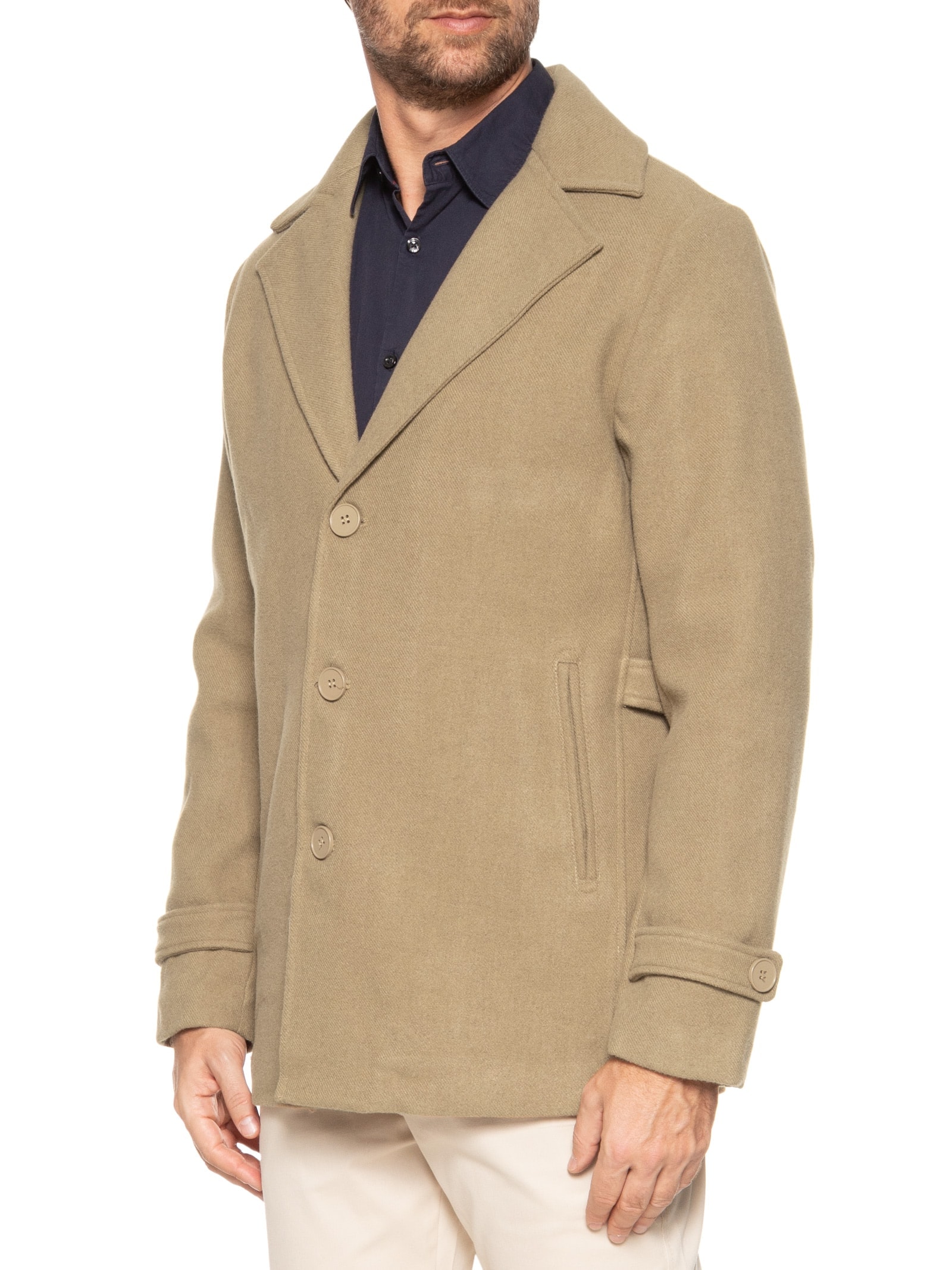 Casaco Masculino Sobretudo Clássico Bege '2 Essential