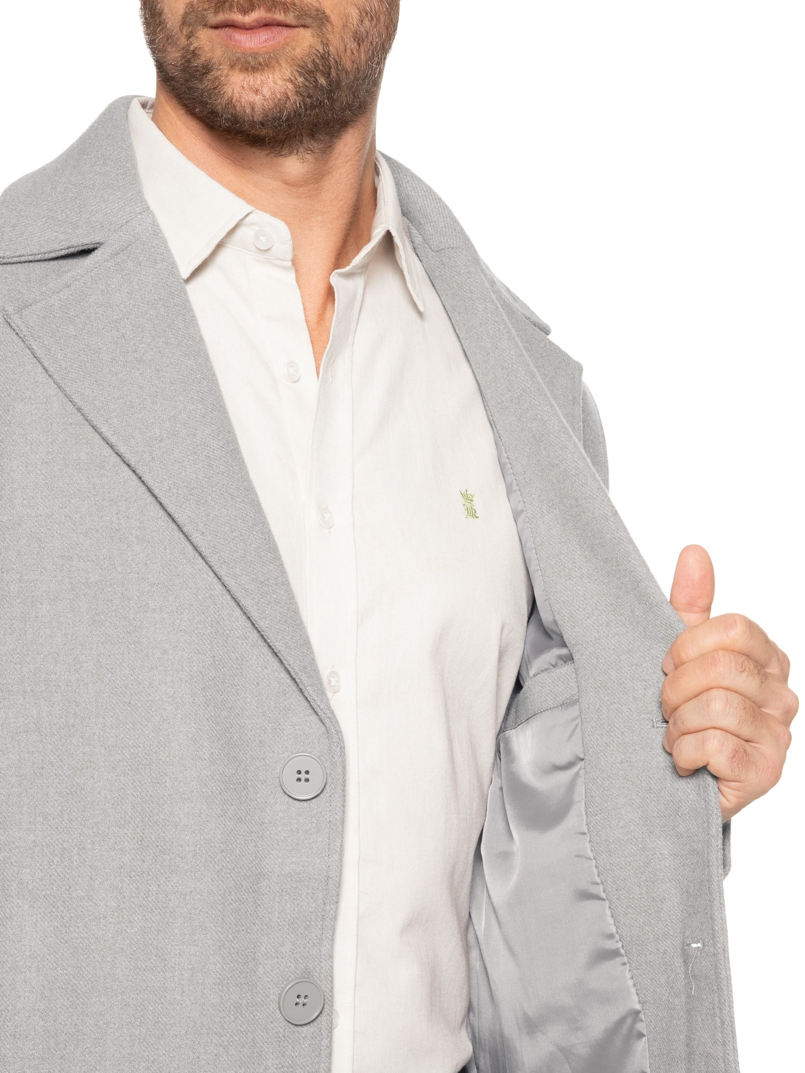 Casaco Masculino Sobretudo Clássico Cinza '2 Essential