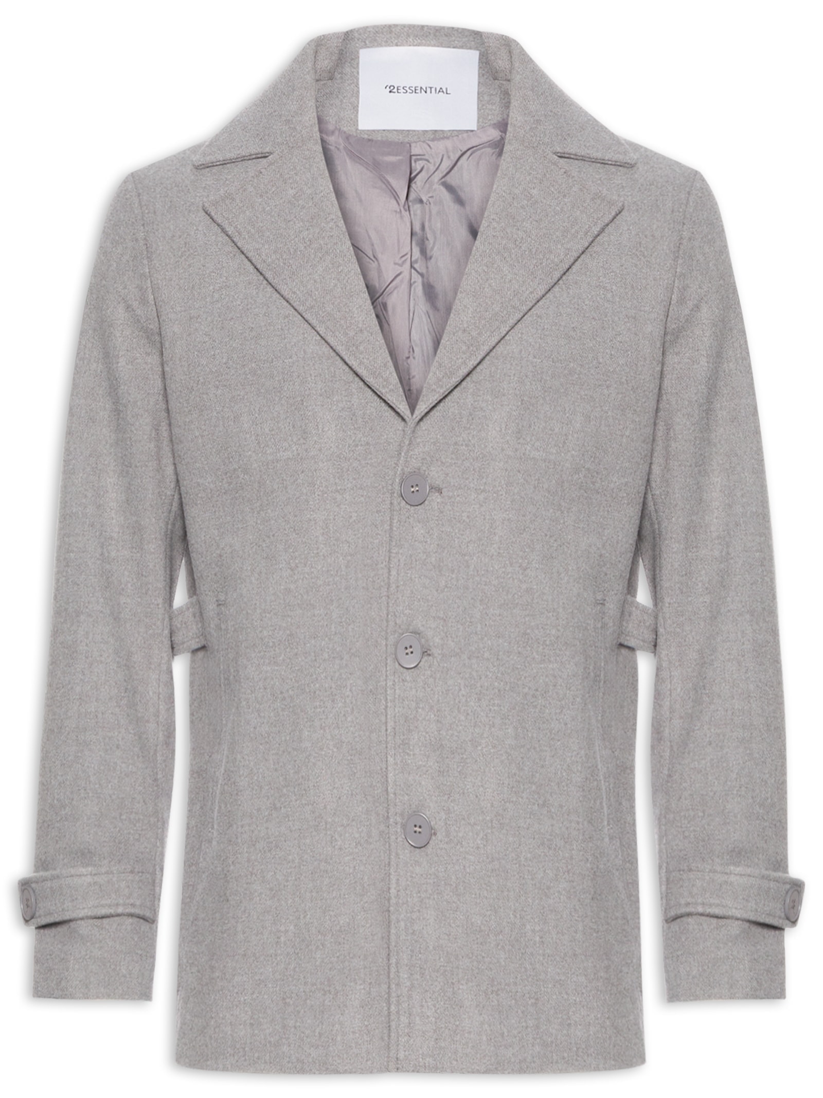 Casaco Masculino Sobretudo Clássico Cinza '2 Essential