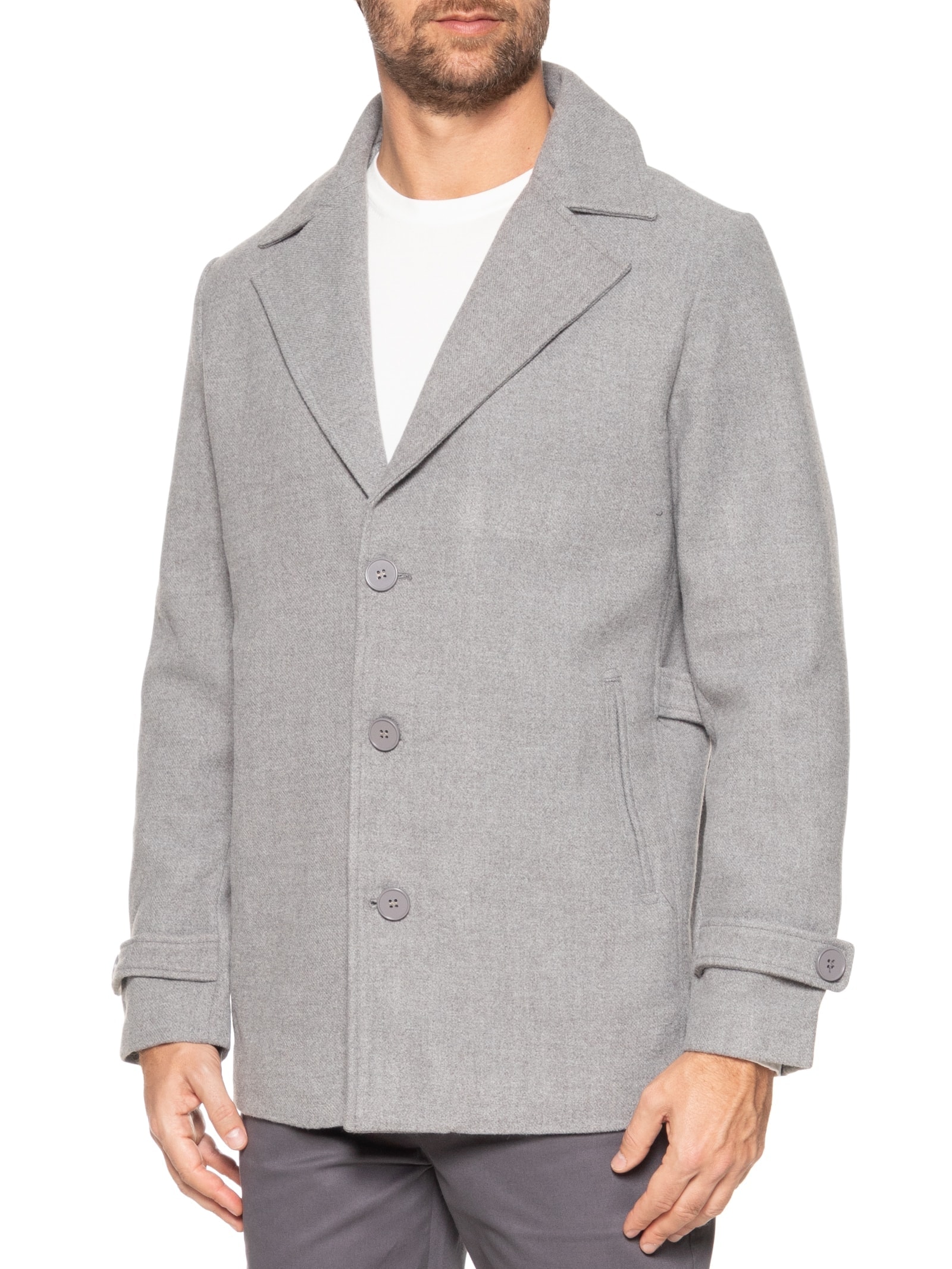 Casaco Masculino Sobretudo Clássico Cinza '2 Essential