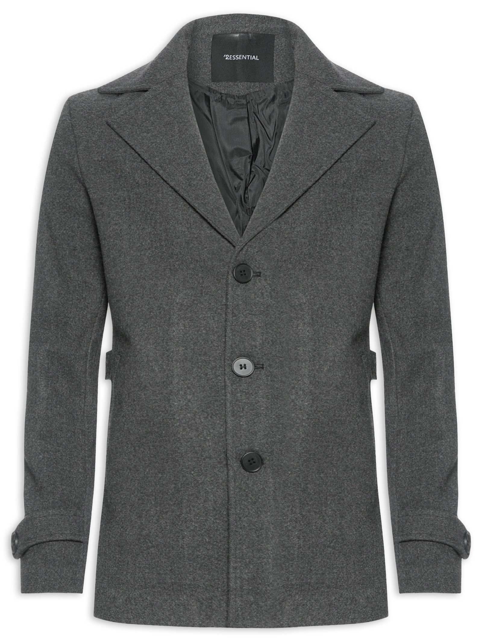 Casaco Masculino Sobretudo Clássico Cinza '2 Essential