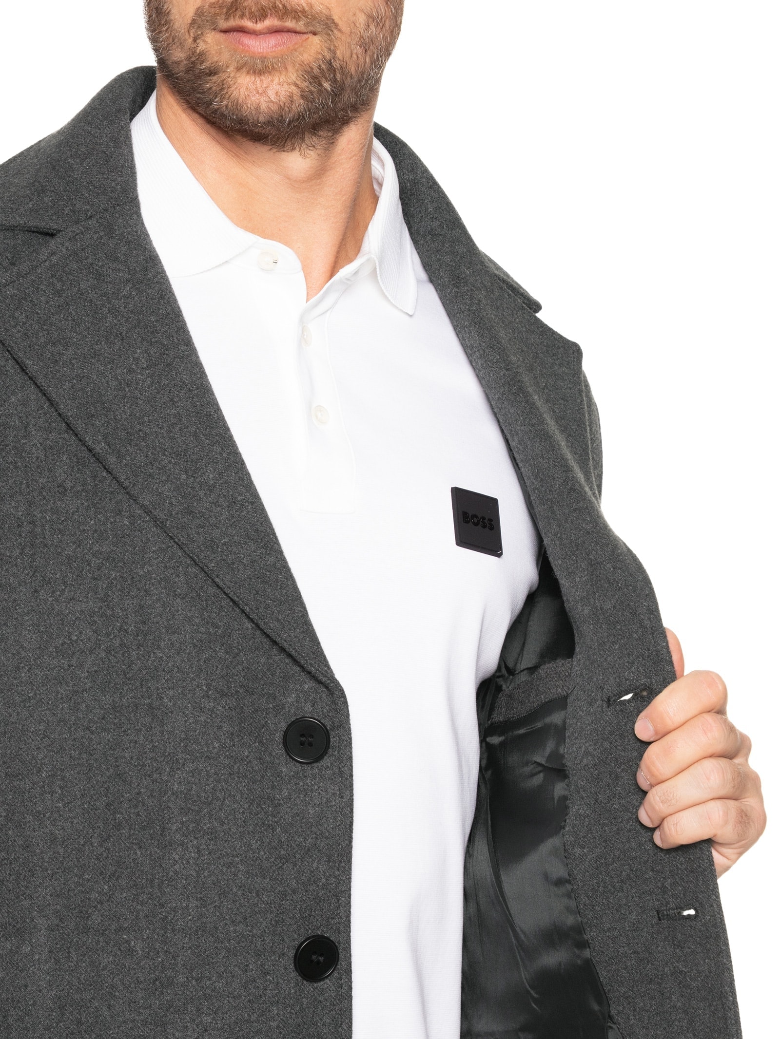 Casaco Masculino Sobretudo Clássico Cinza '2 Essential