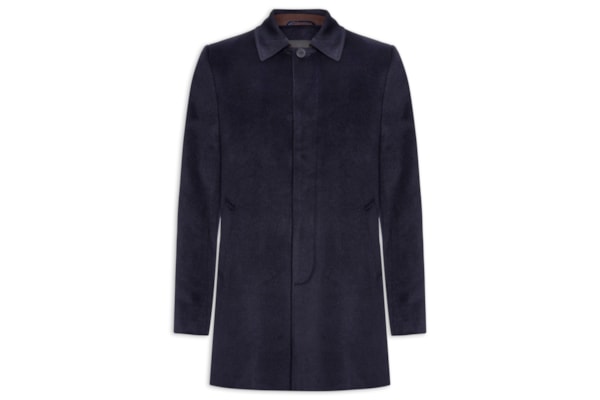 Casaco Masculino Trench Coat Blend De Lã - Azul