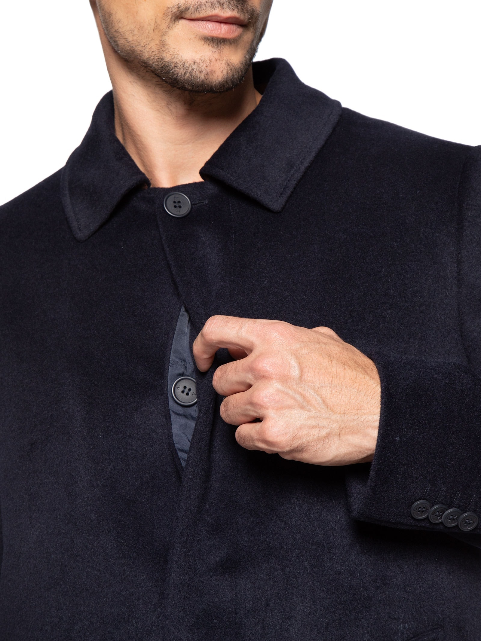 Casaco Masculino Trench Coat Blend De Lã Azul Aramis