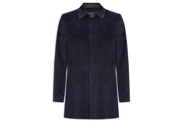 Casaco Masculino Trench Coat Blend De Lã - Azul
